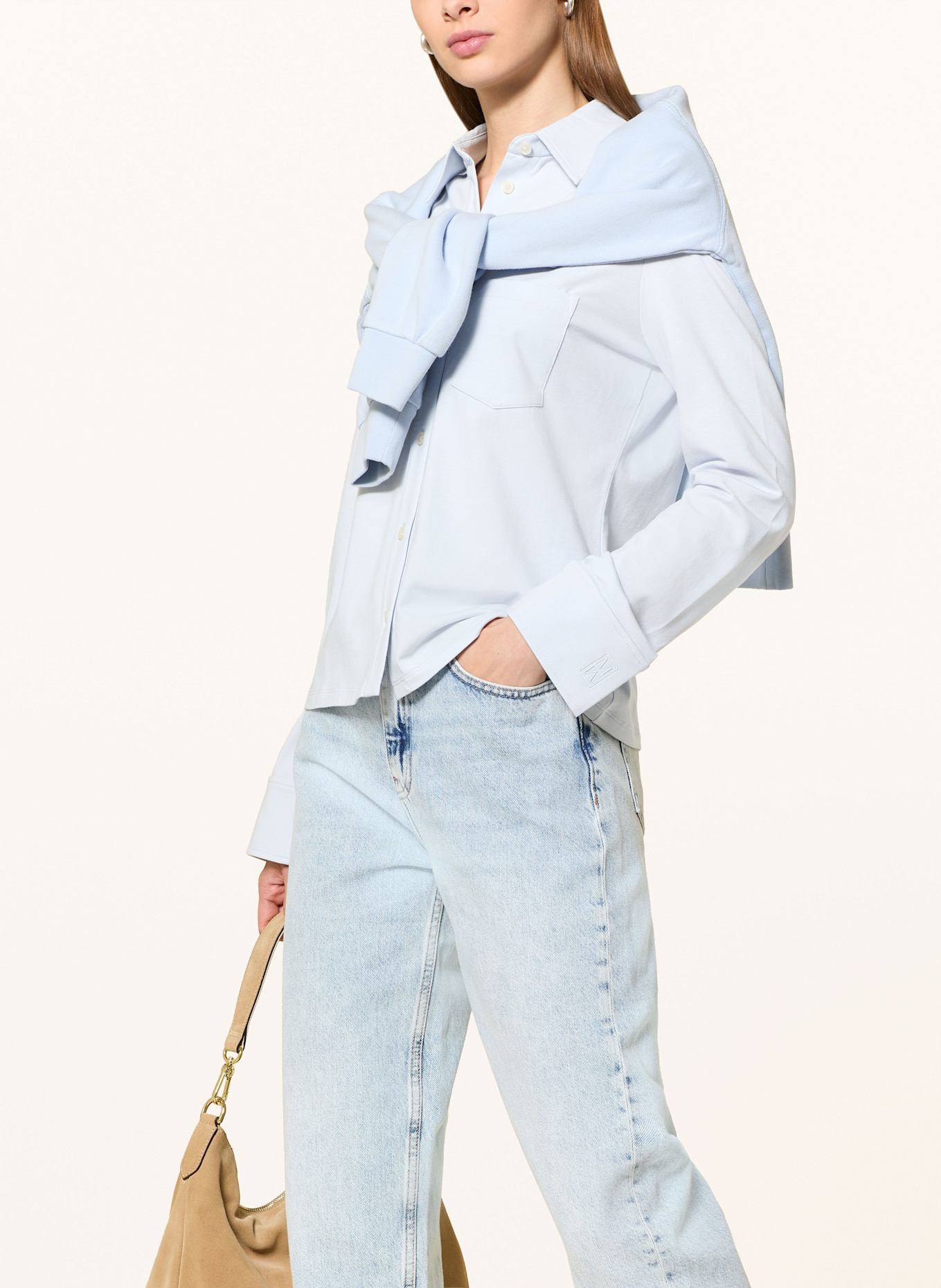 Marc O'Polo Hemdbluse aus Jersey: HELLBLAU