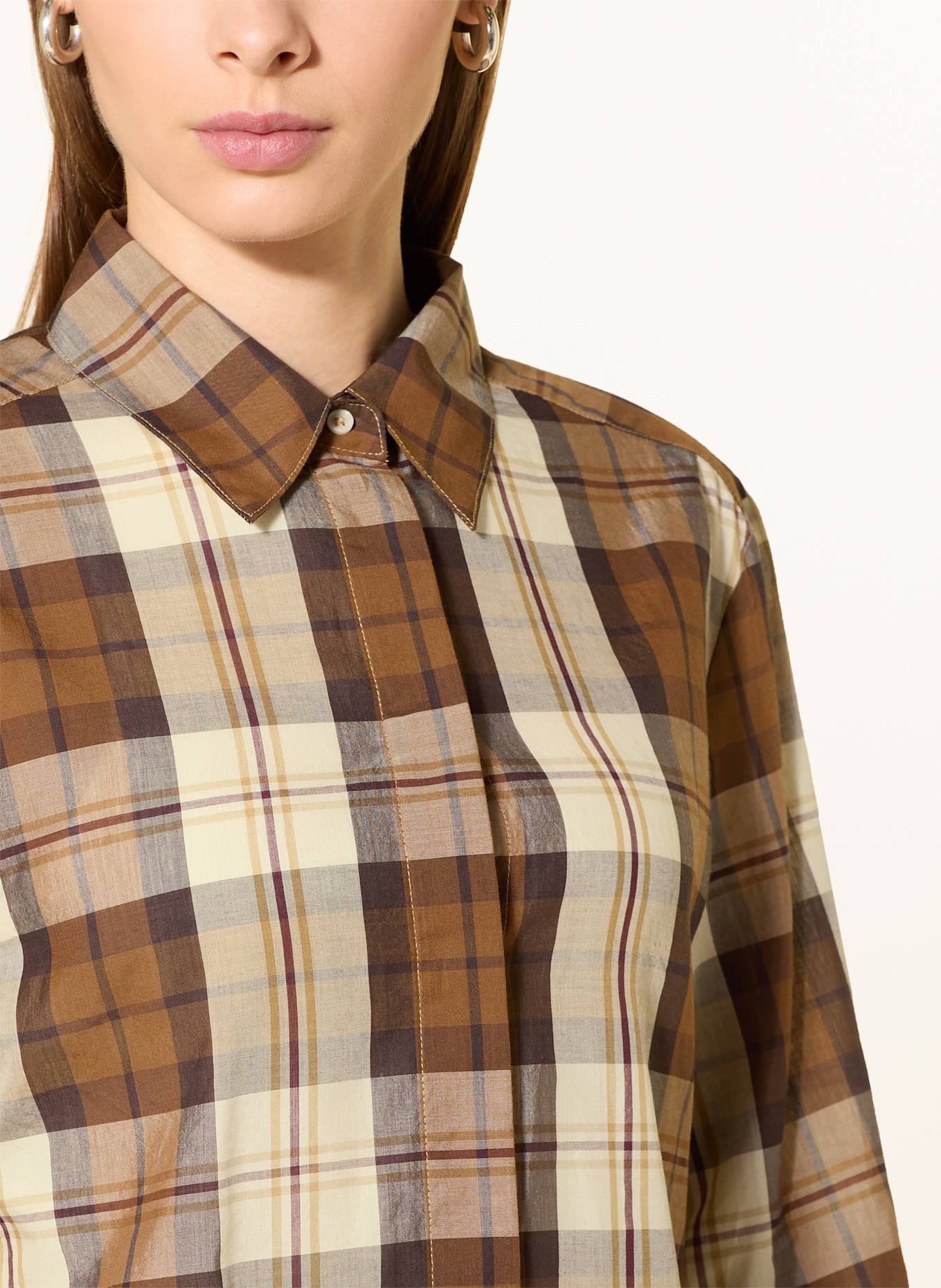 Marc O'Polo Hemdbluse: BRAUN / DUNKELBRAUN / ECRU