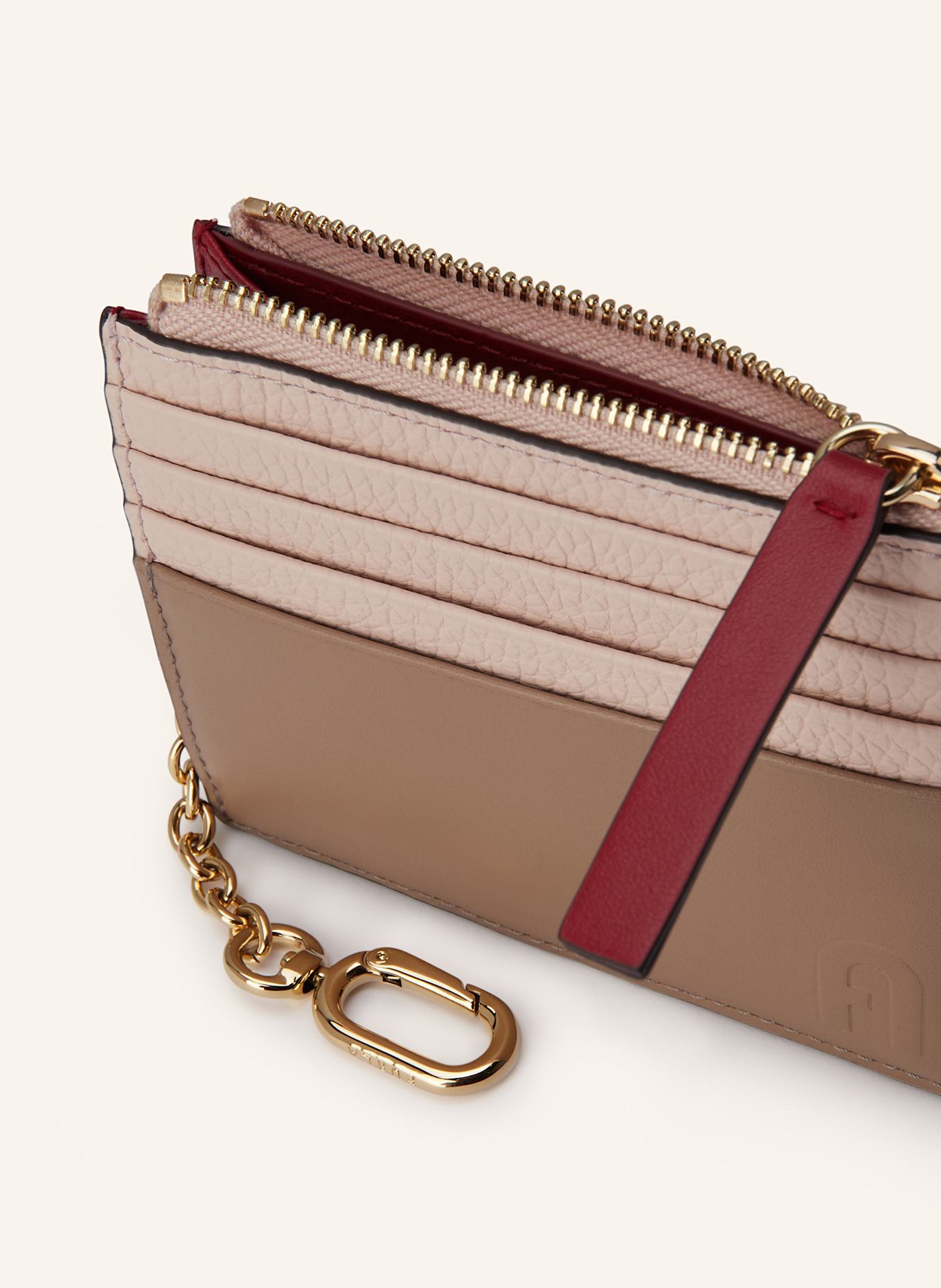 FURLA Etui na karty GRAZIA z kieszenią na monety: BEŻOWY/ JASNORÓŻOWY