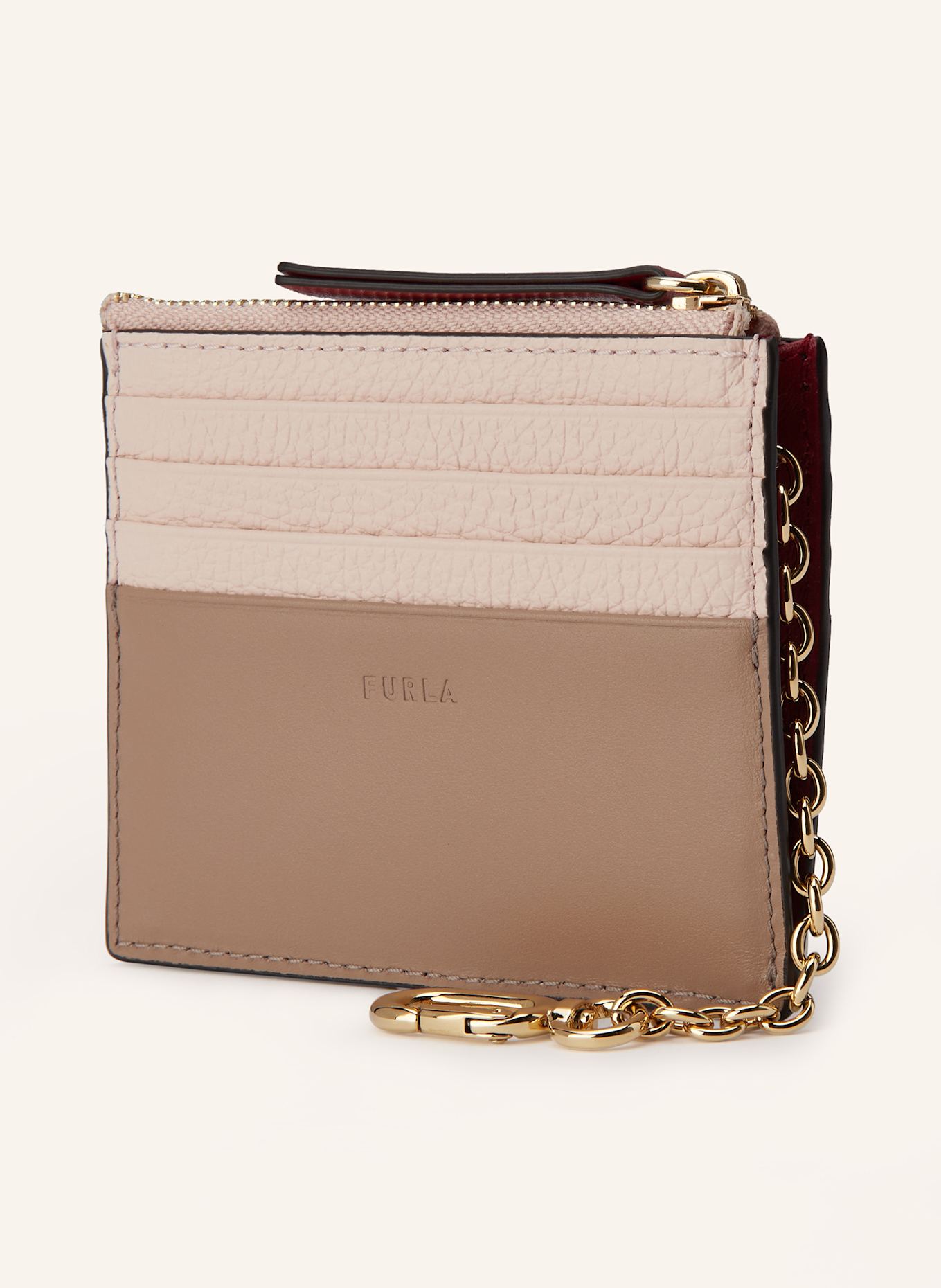 FURLA Etui na karty GRAZIA z kieszenią na monety: BEŻOWY/ JASNORÓŻOWY