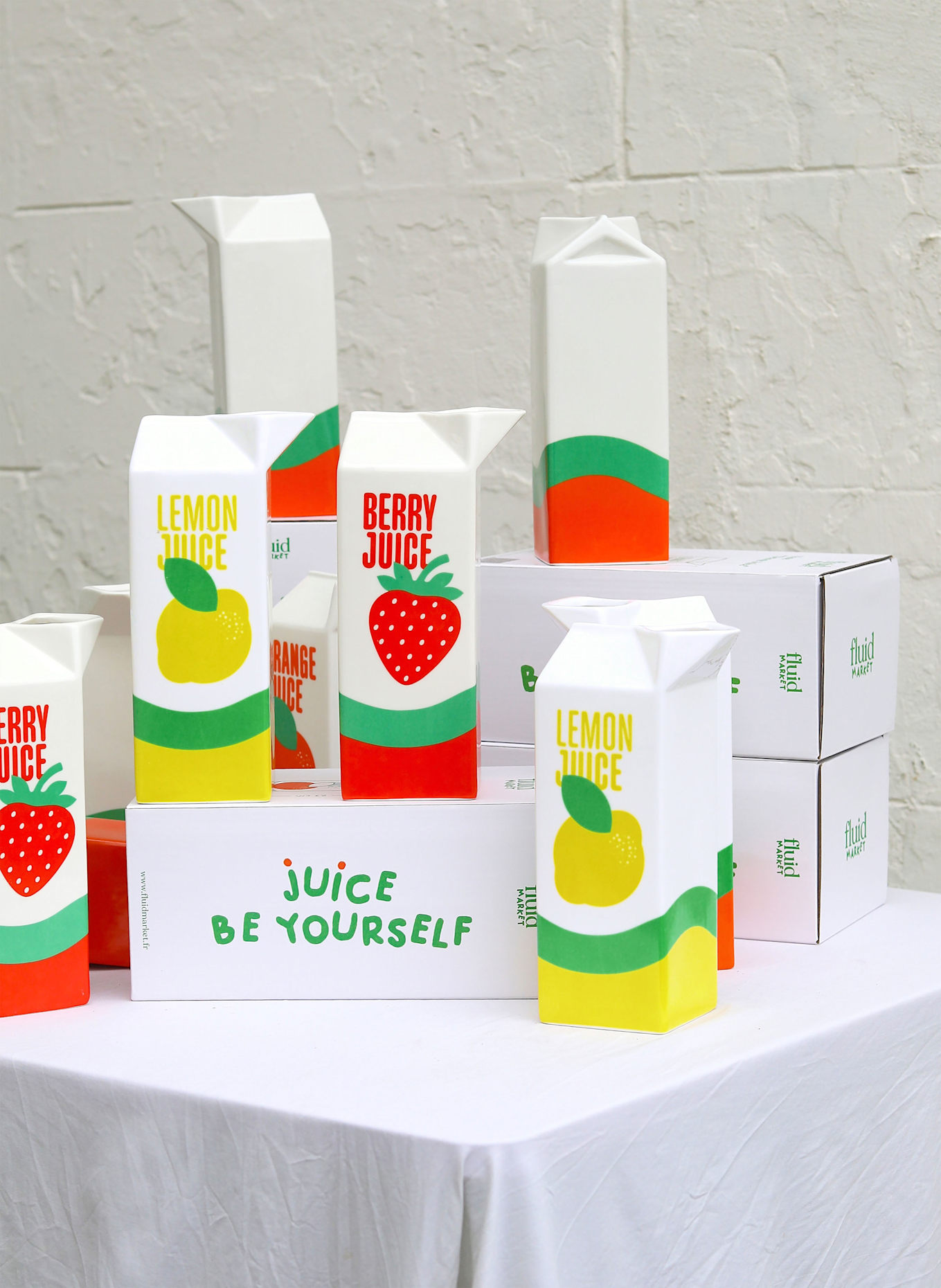 fluid MARKET Váza LEMON: KRÉMOVÁ / ŽLUTÁ / ZELENÁ