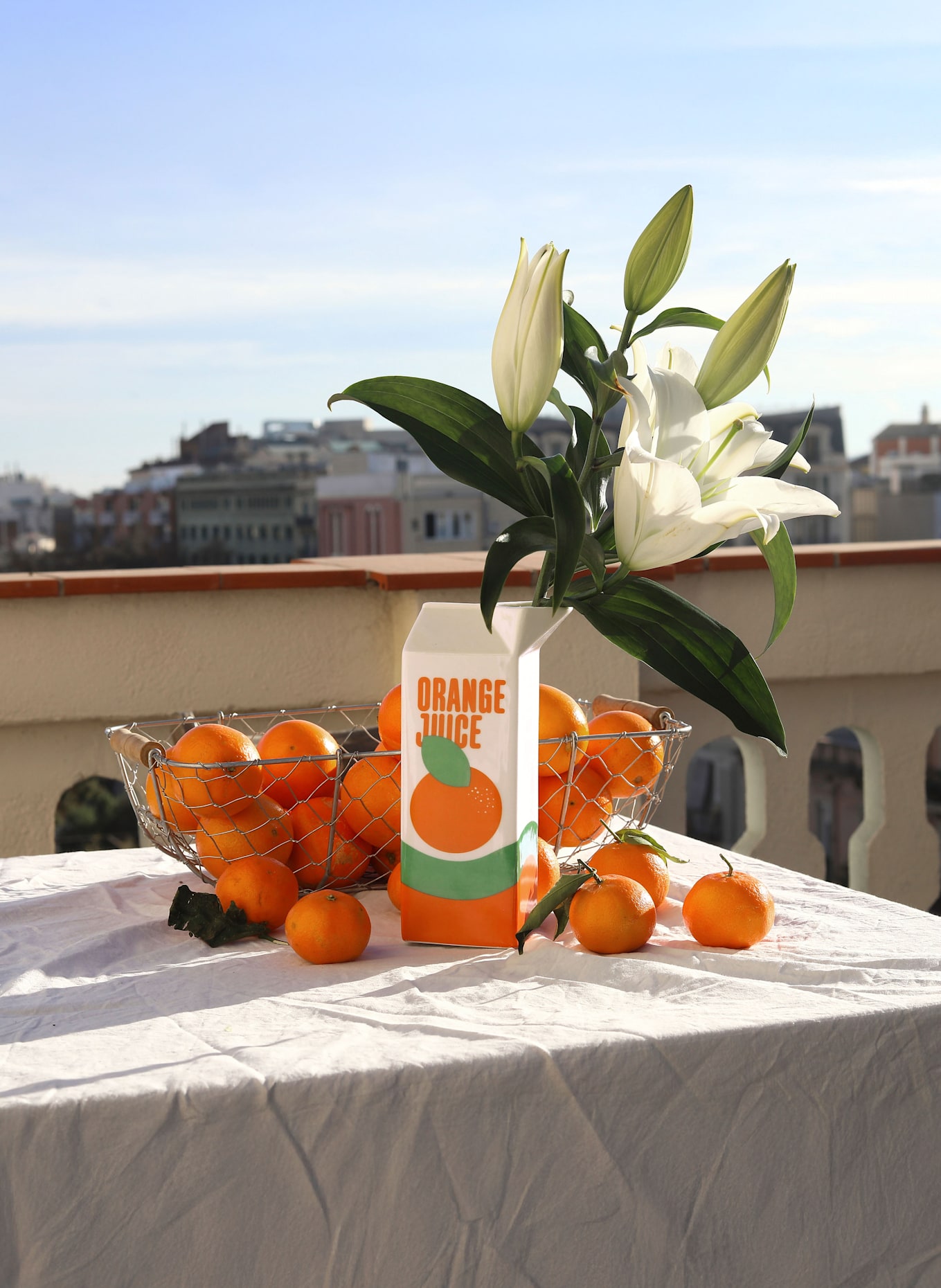 fluid MARKET Vase ORANGE JUICE: ECRU / ORANGE / GRÜN