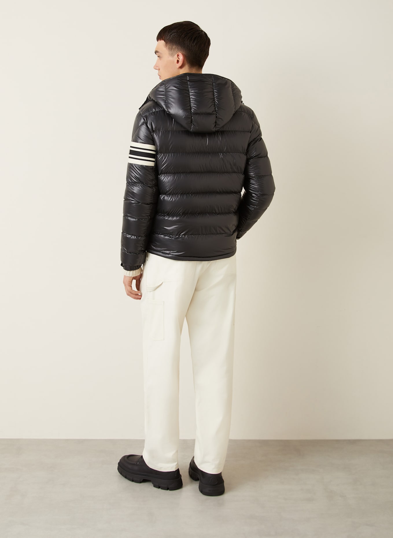 MONCLER Daunenjacke LANDRE mit abnehmbarer Kapuze: SCHWARZ