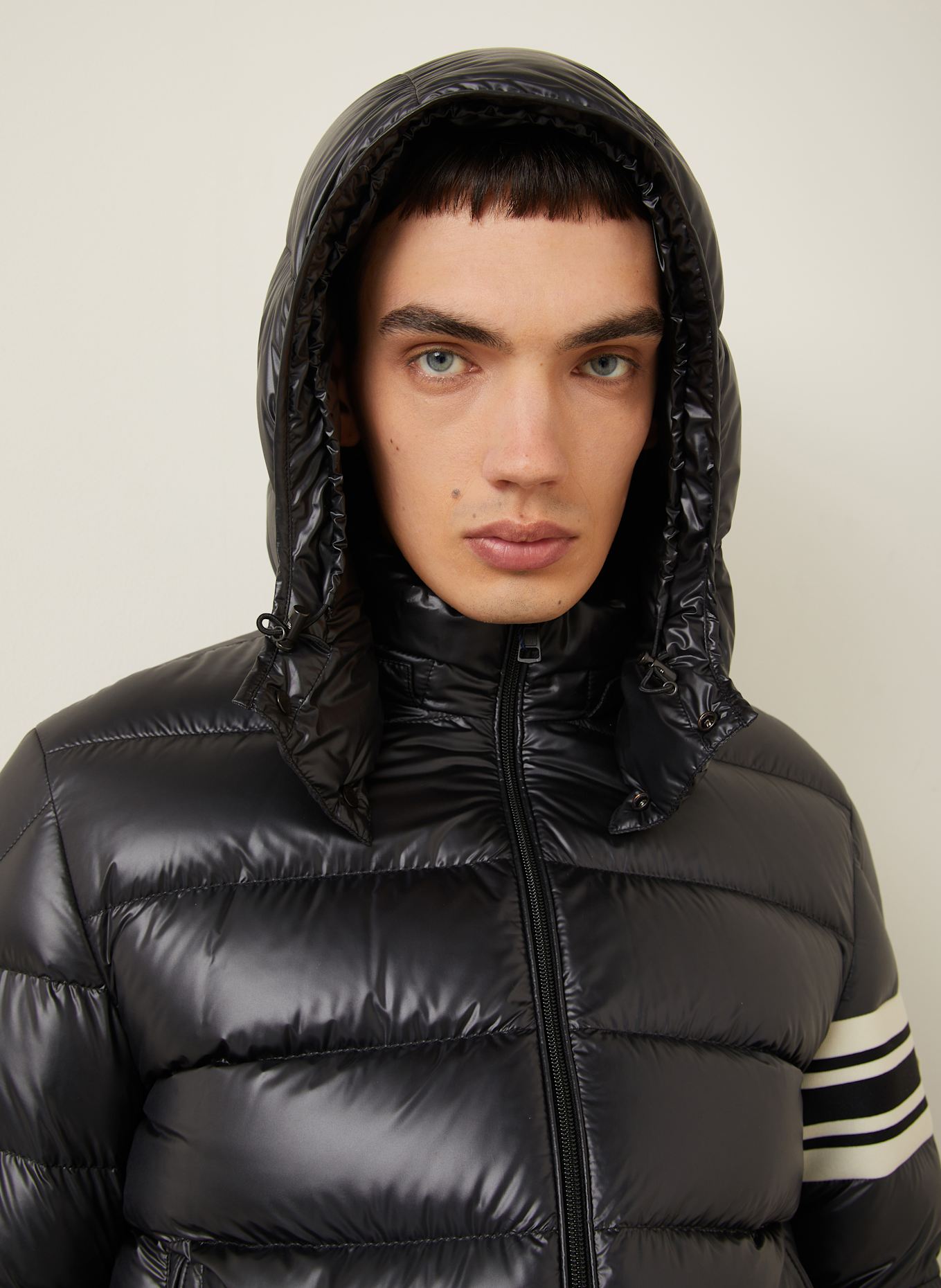 MONCLER Daunenjacke LANDRE mit abnehmbarer Kapuze: SCHWARZ