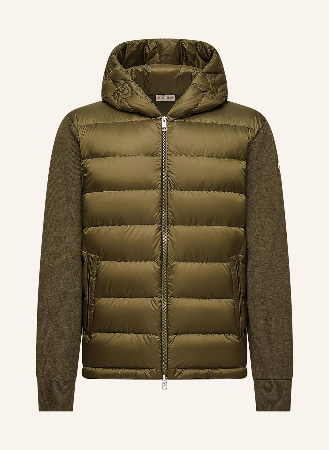 MONCLER Daunenjacke im Materialmix: OLIV