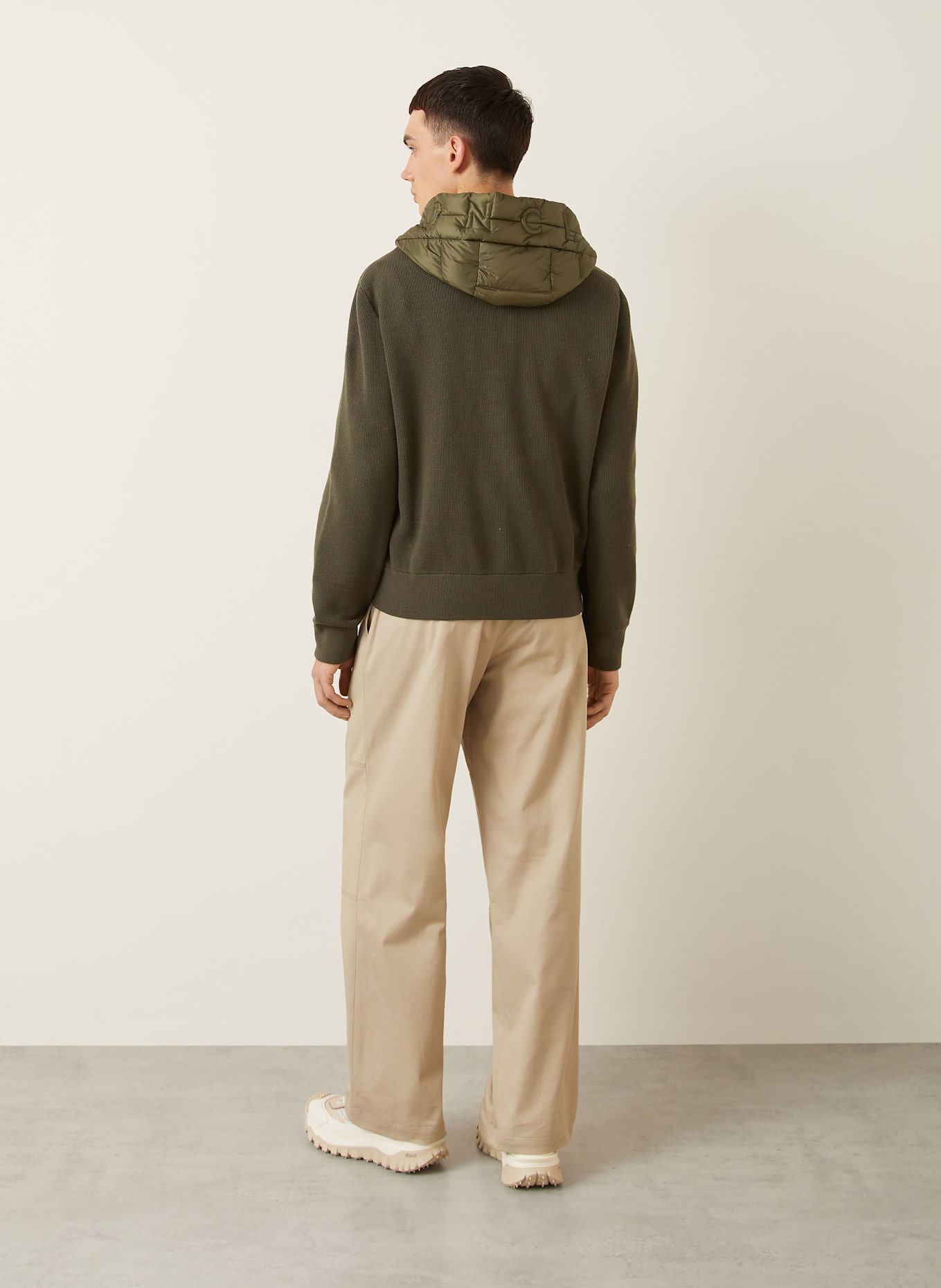 MONCLER Daunenjacke im Materialmix: OLIV