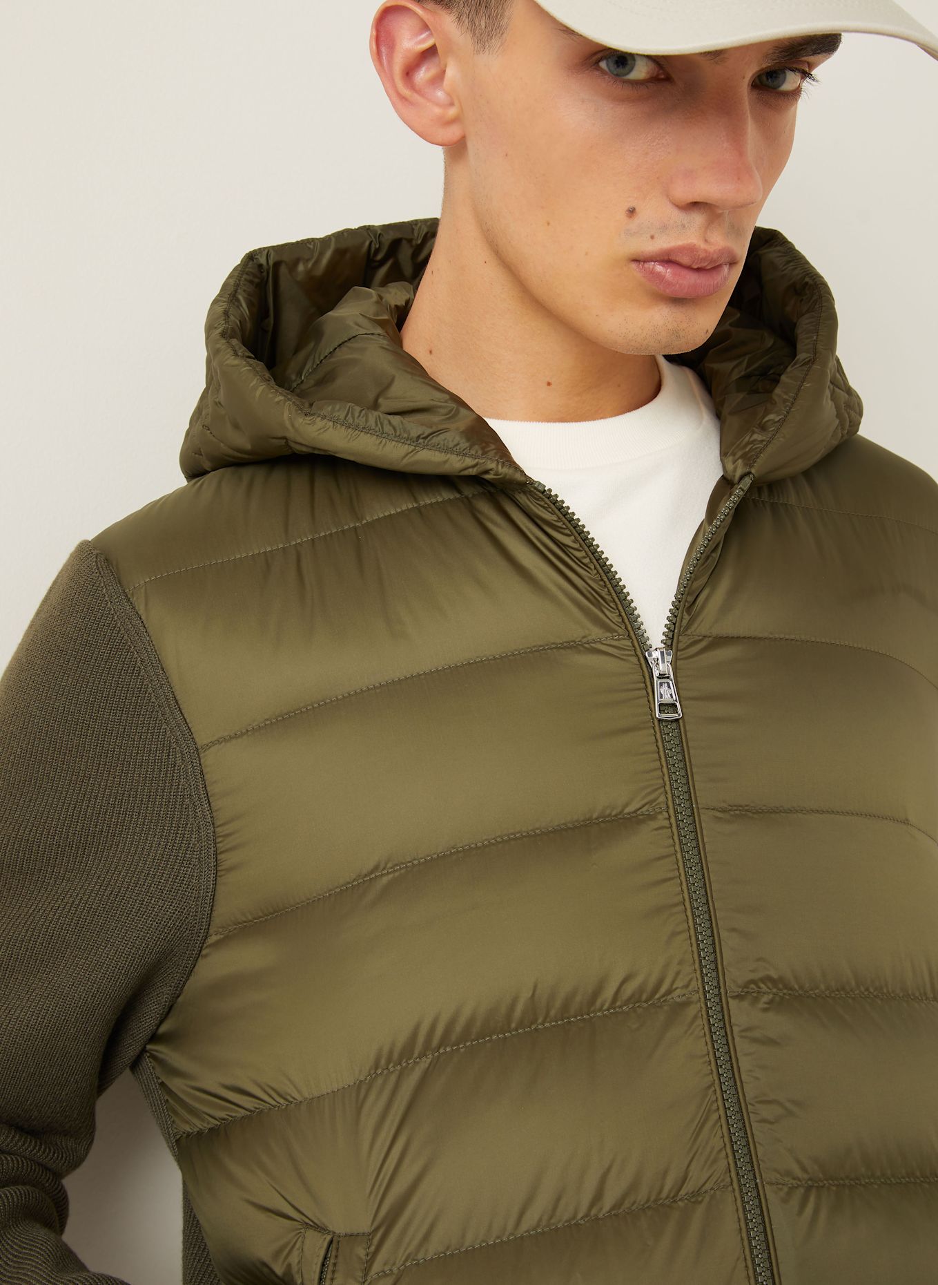 MONCLER Daunenjacke im Materialmix: OLIV