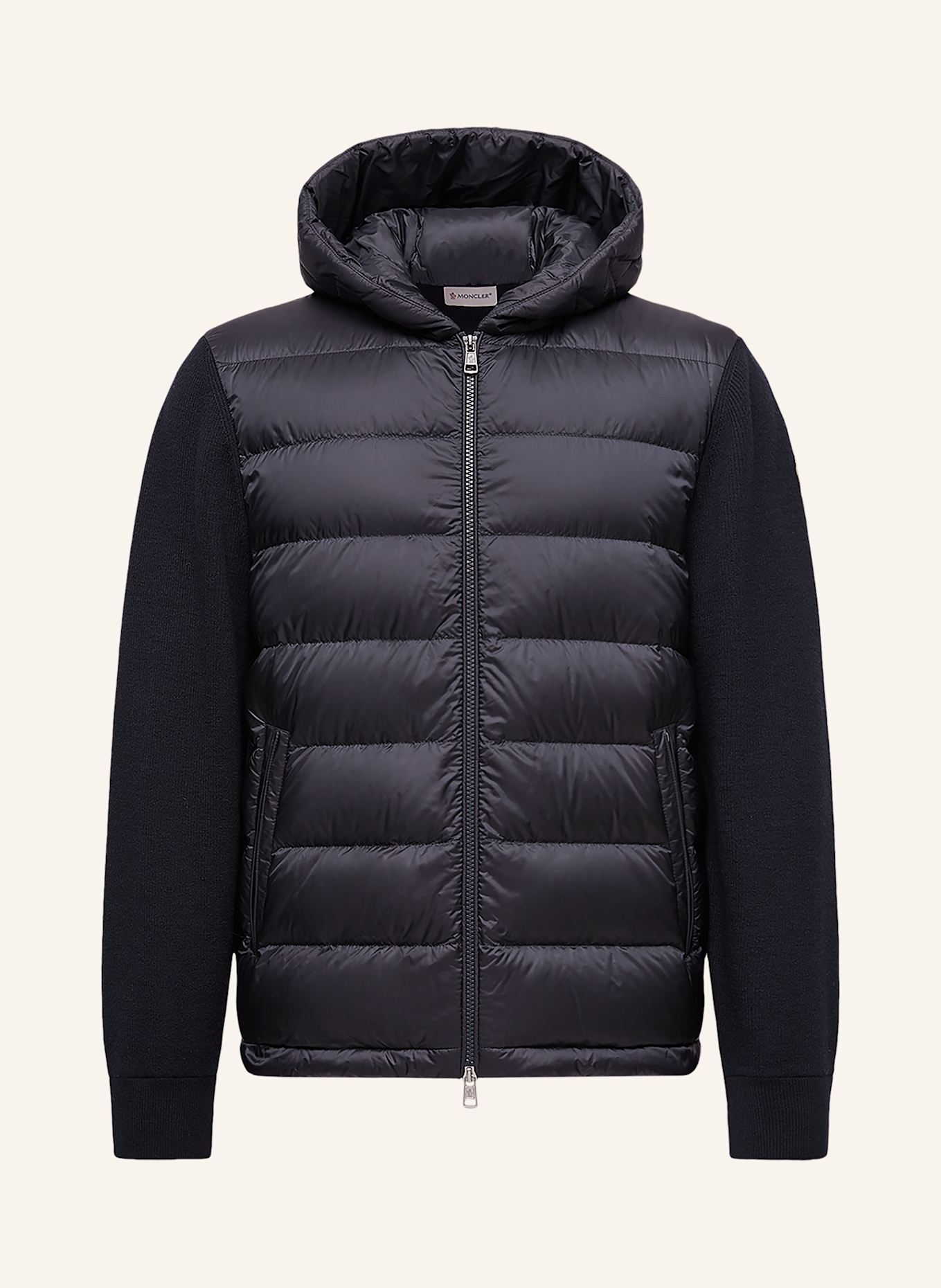 MONCLER Daunenjacke im Materialmix: DUNKELBLAU