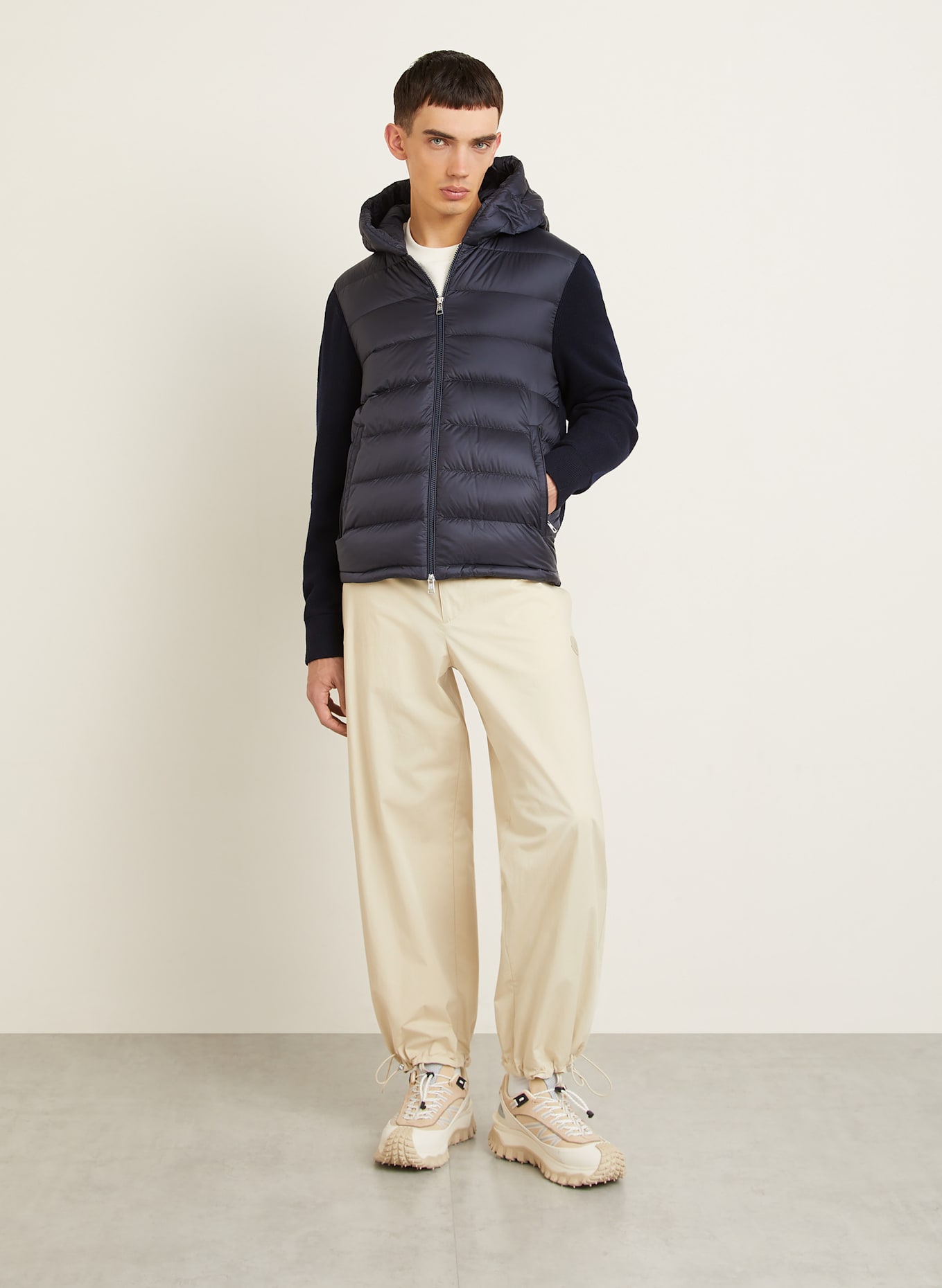MONCLER Daunenjacke im Materialmix: DUNKELBLAU