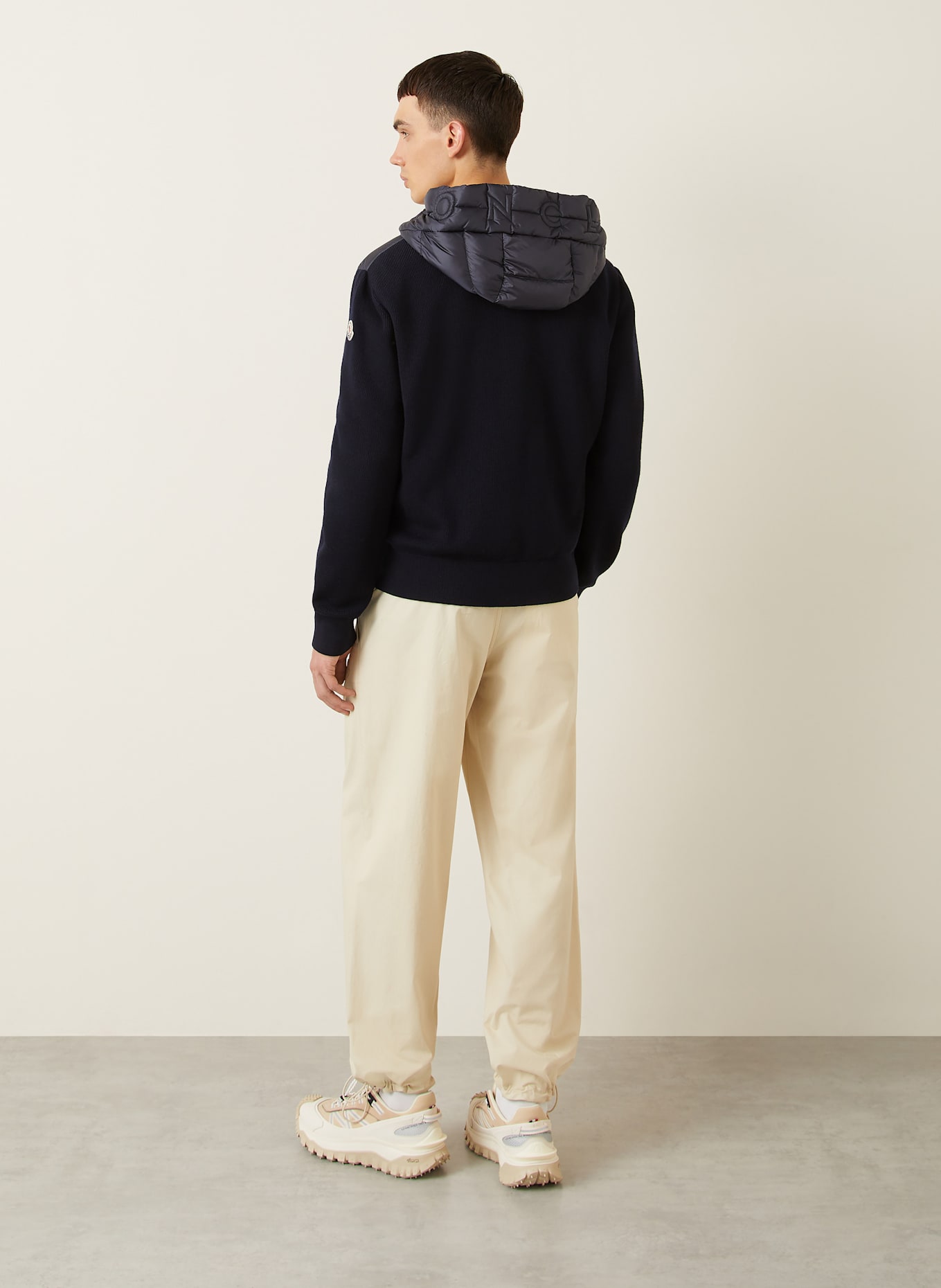 MONCLER Daunenjacke im Materialmix: DUNKELBLAU