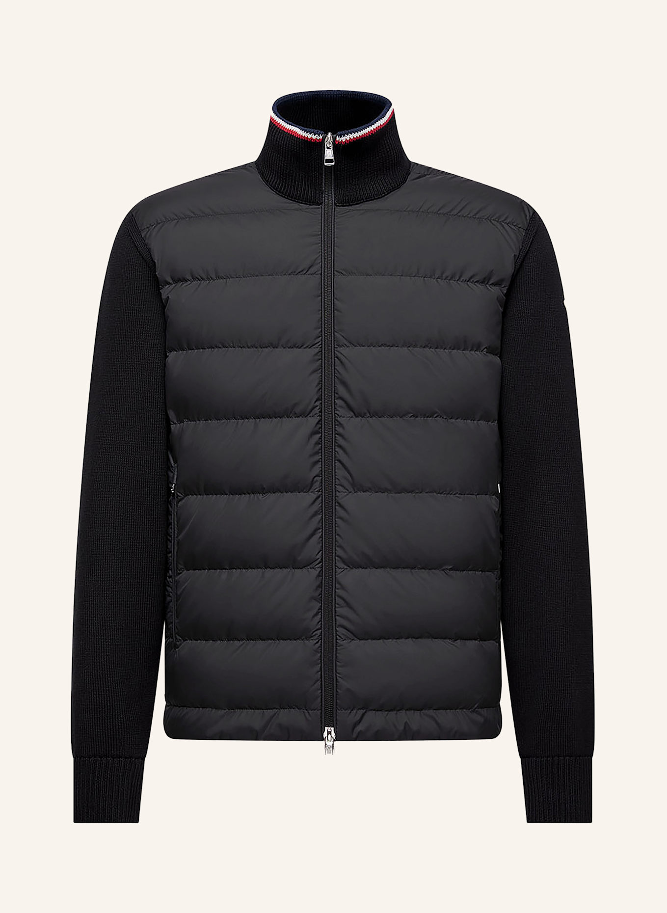 MONCLER Daunenjacke im Materialmix: SCHWARZ