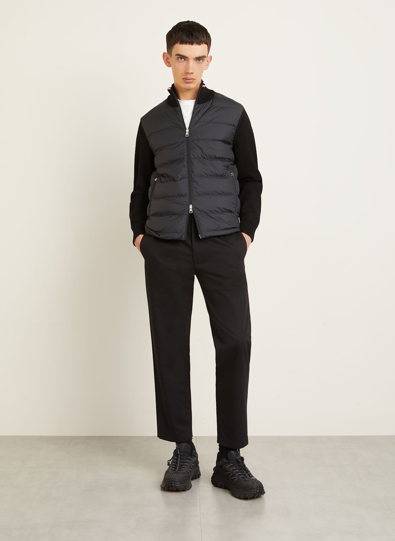 MONCLER Daunenjacke im Materialmix: SCHWARZ