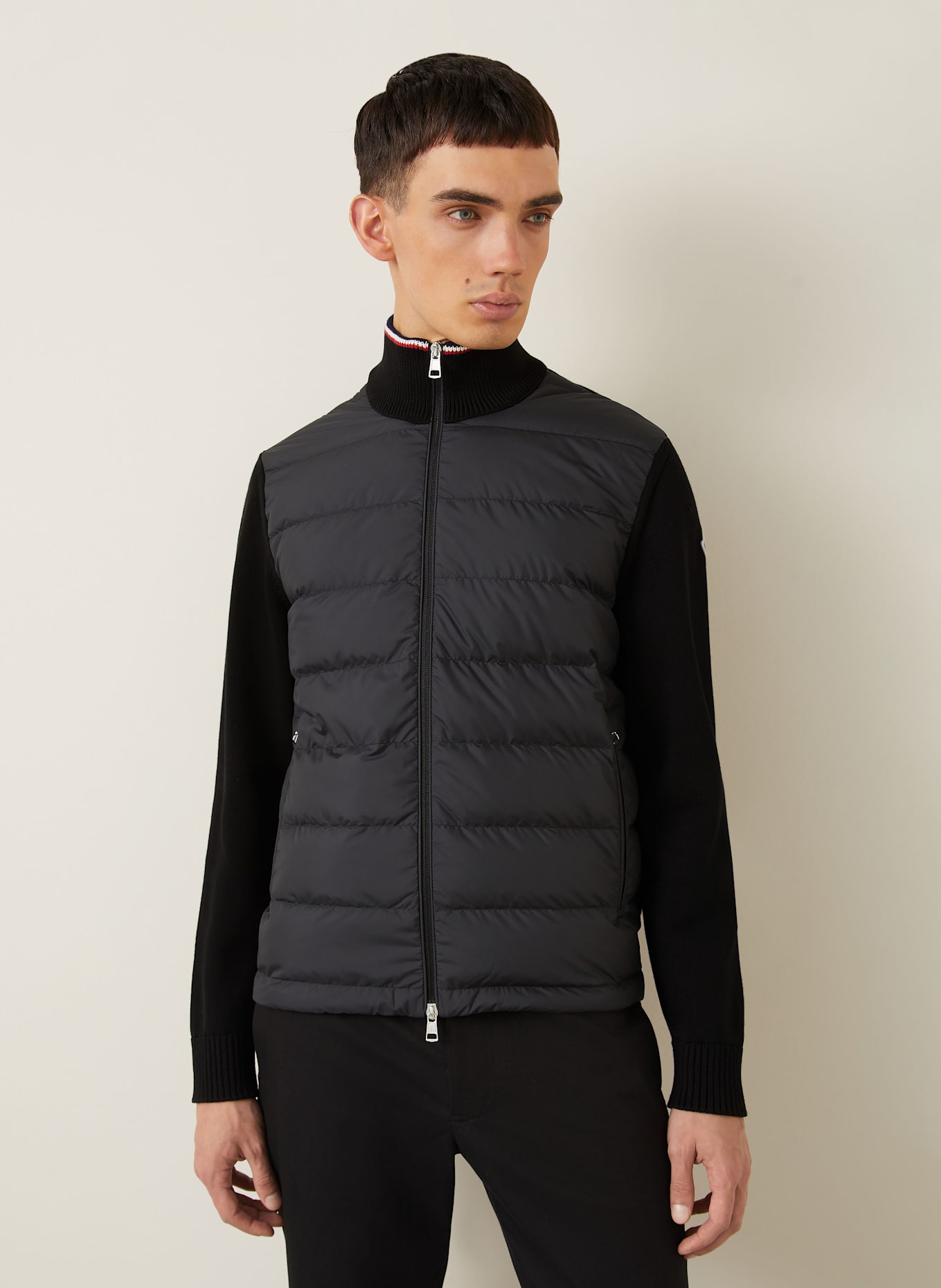 MONCLER Daunenjacke im Materialmix: SCHWARZ