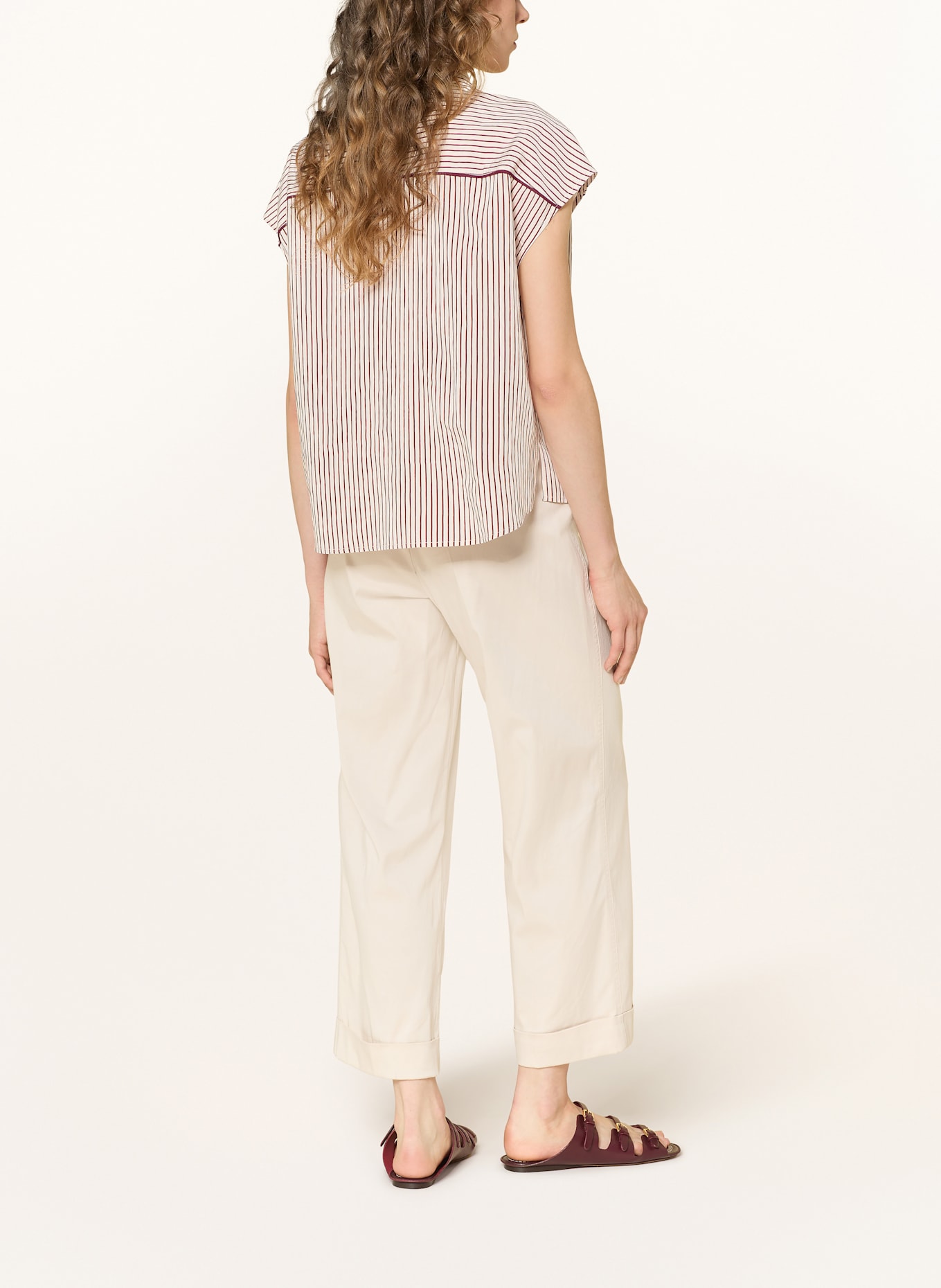 OPUS Hemdbluse FAMELLA: ECRU/ DUNKELROT/ BRAUN