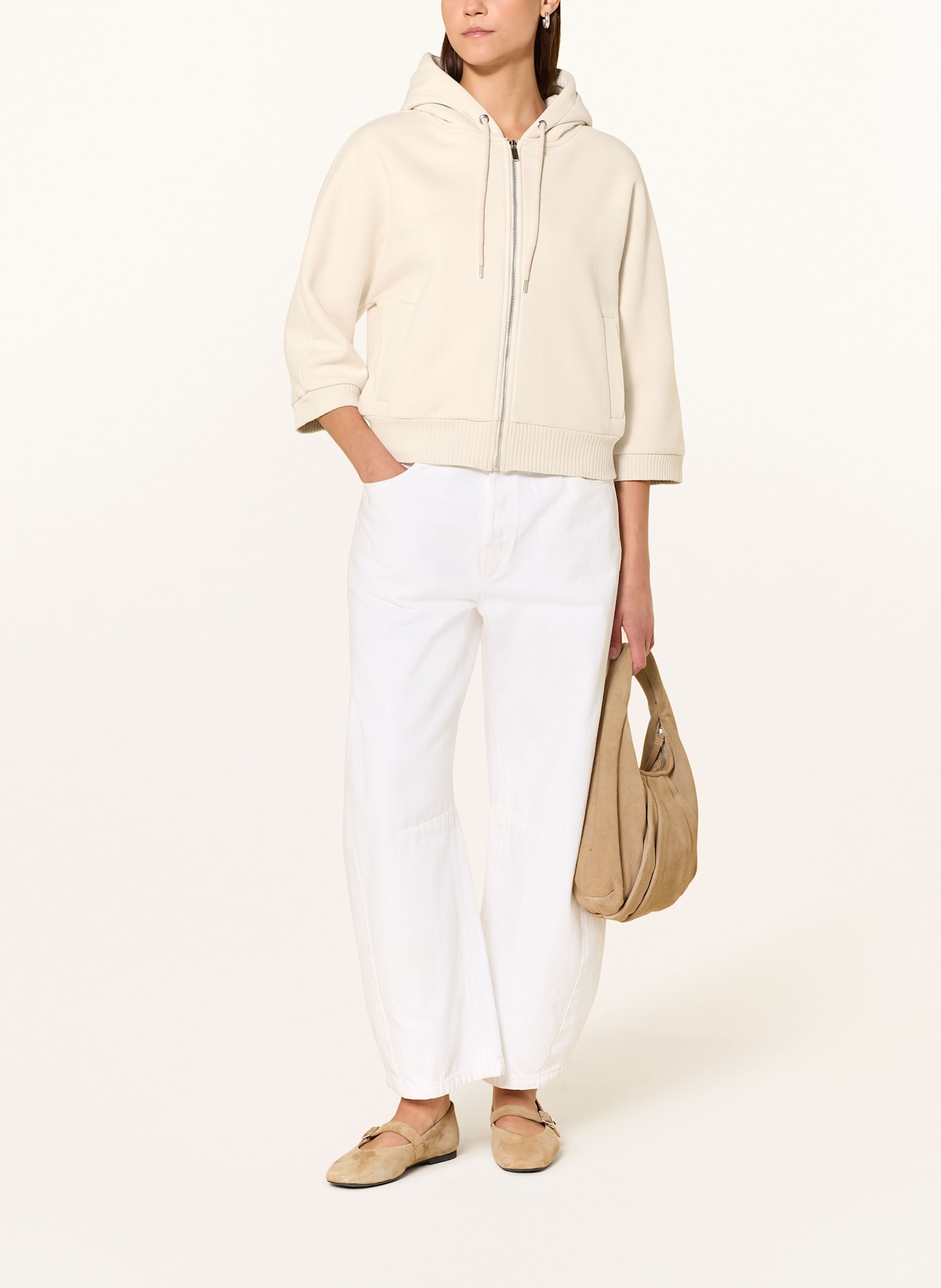 OPUS Sweatjacke GENITA mit 3/4-Arm: ECRU