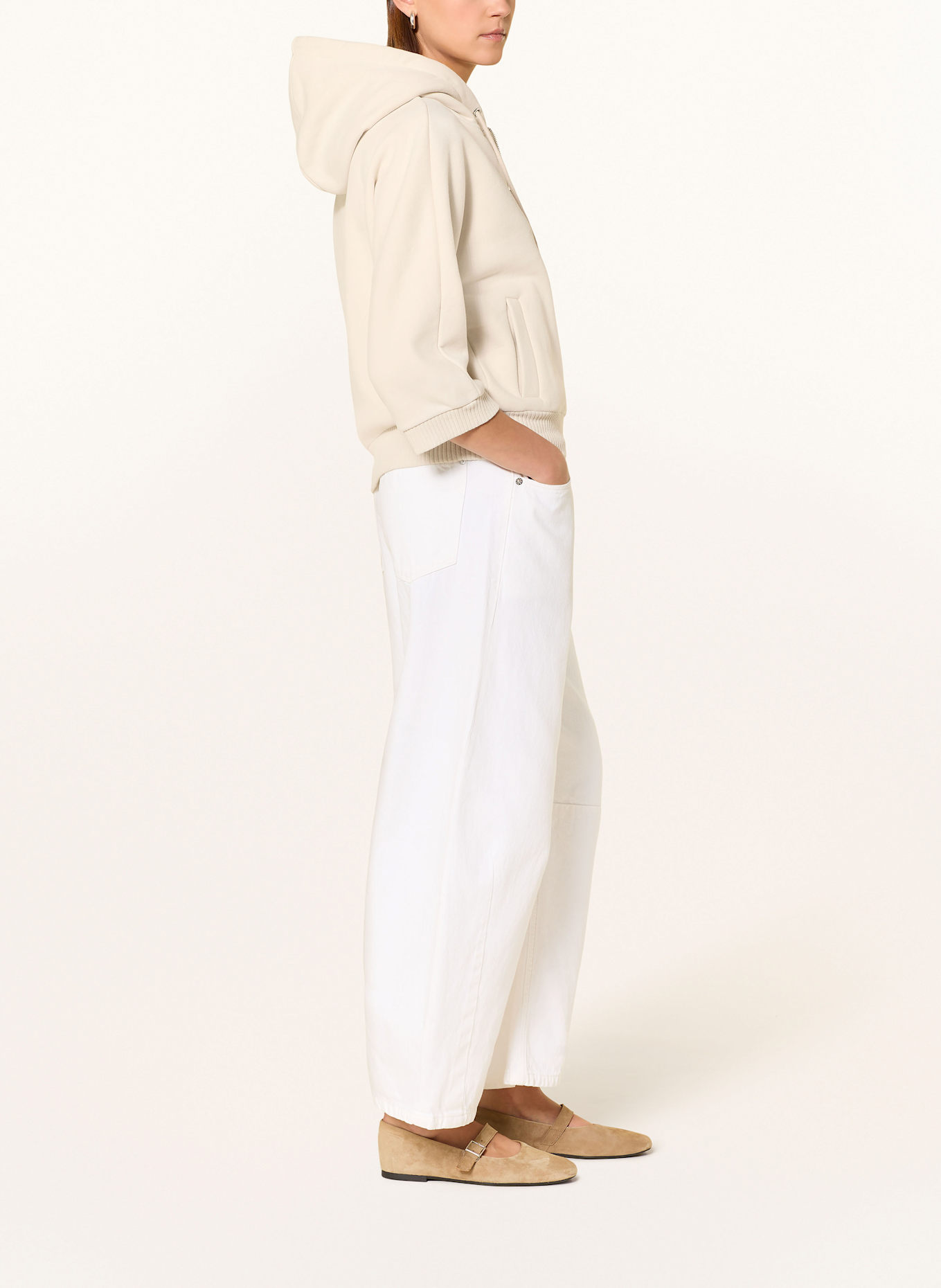 OPUS Sweatjacke GENITA mit 3/4-Arm: ECRU