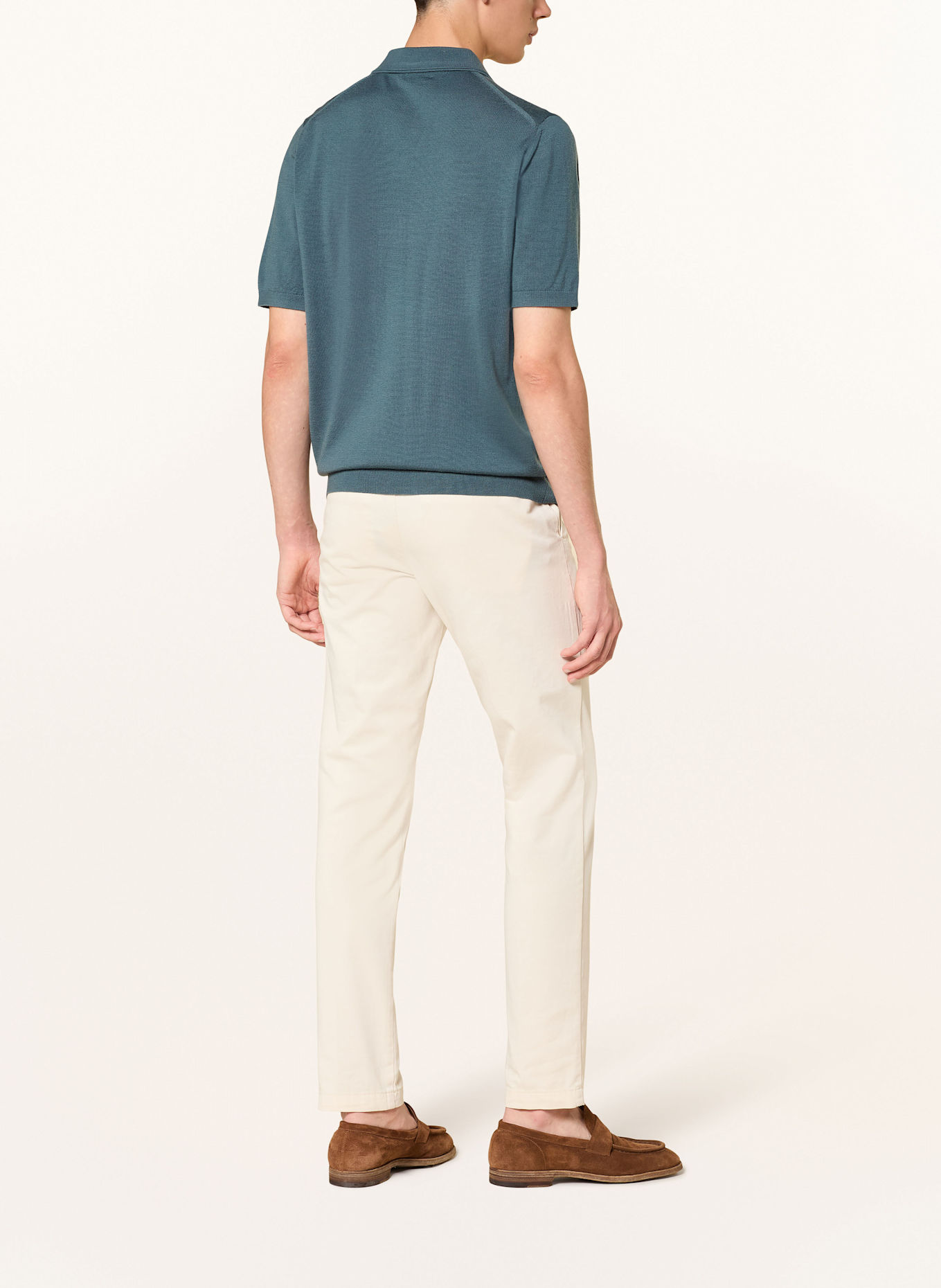 REISS Strick-Poloshirt DUCHIE aus Merinowolle: PETROL
