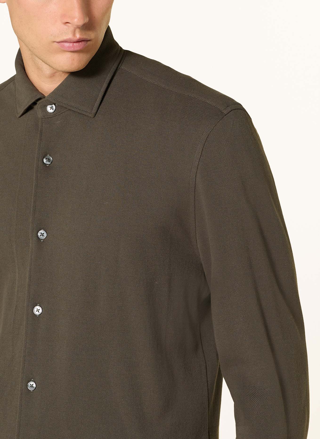 Marc O'Polo Piqué-Hemd Shaped Fit: KHAKI