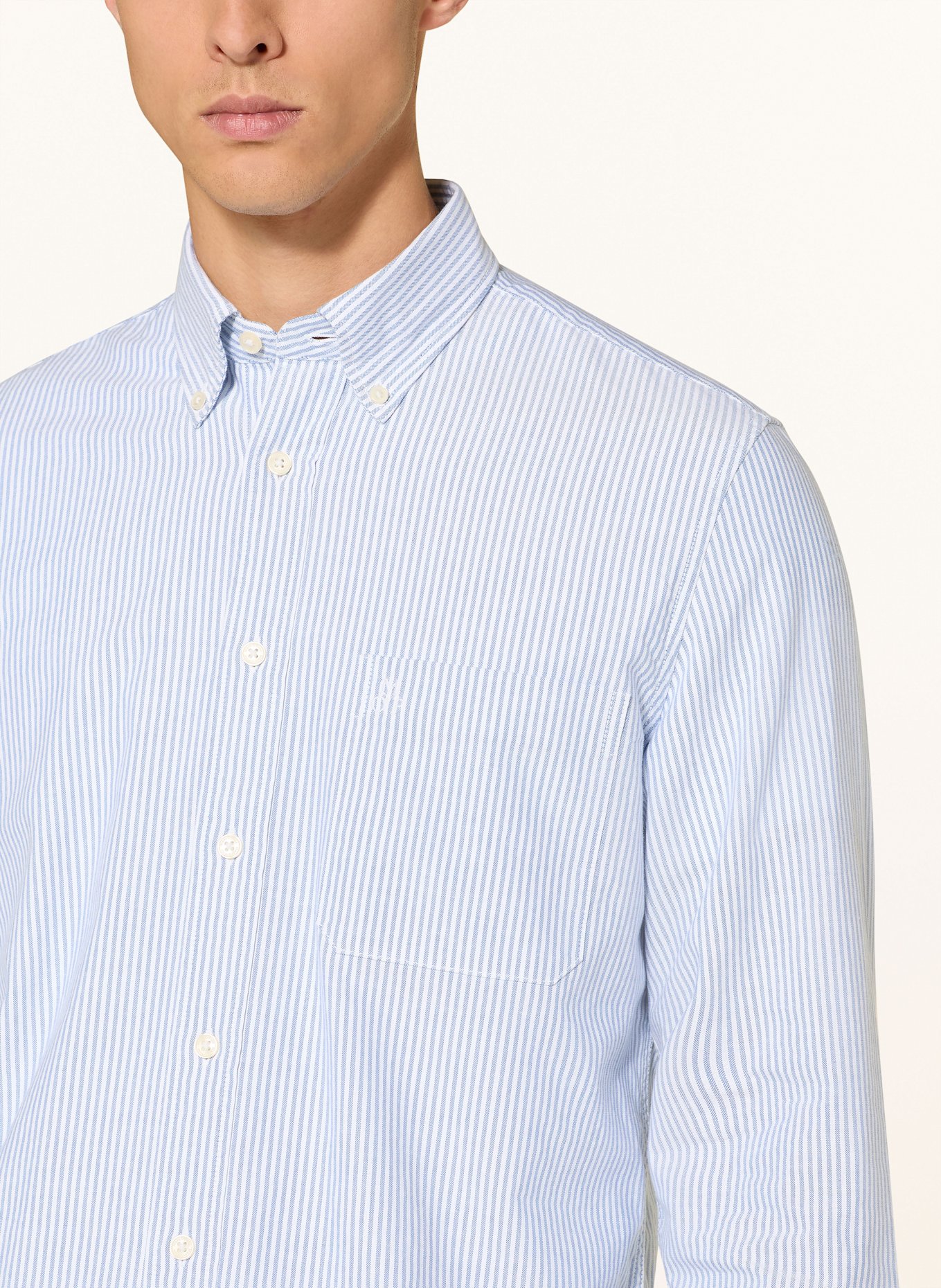 Marc O'Polo Hemd Regular Fit: WEISS / HELLBLAU