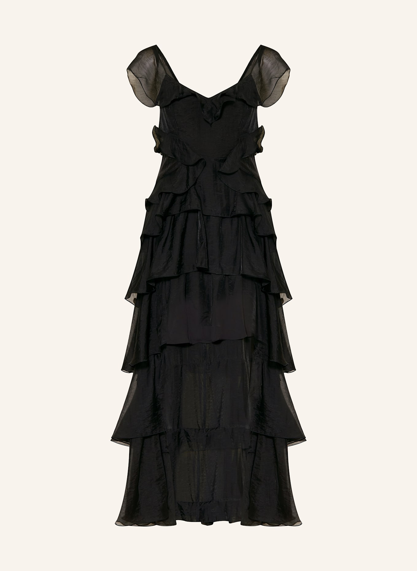 ALLSAINTS Kleid SIENNA mit Volants: SCHWARZ