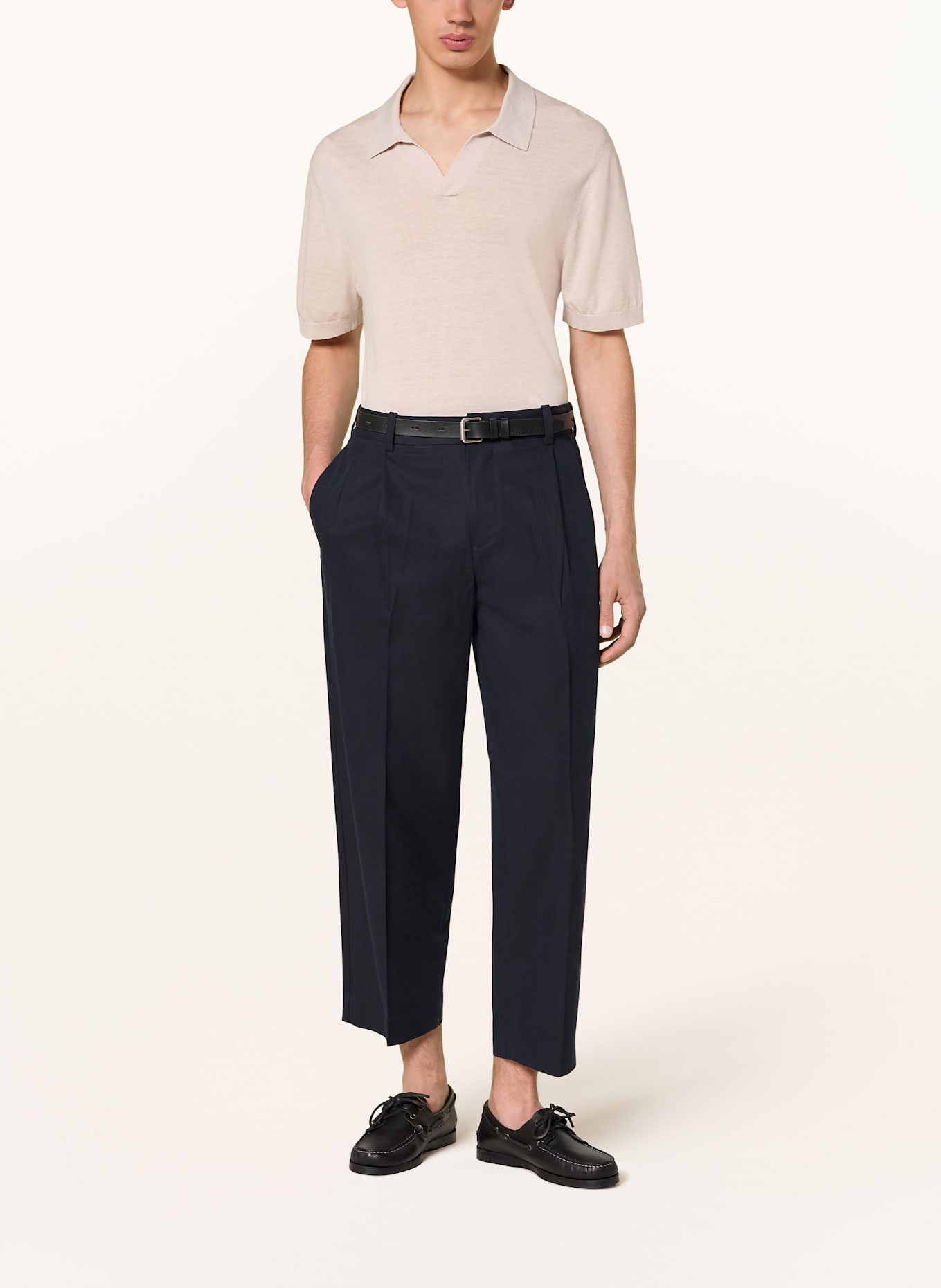 COS Strick-Poloshirt Loose Fit aus Leinen: CREME