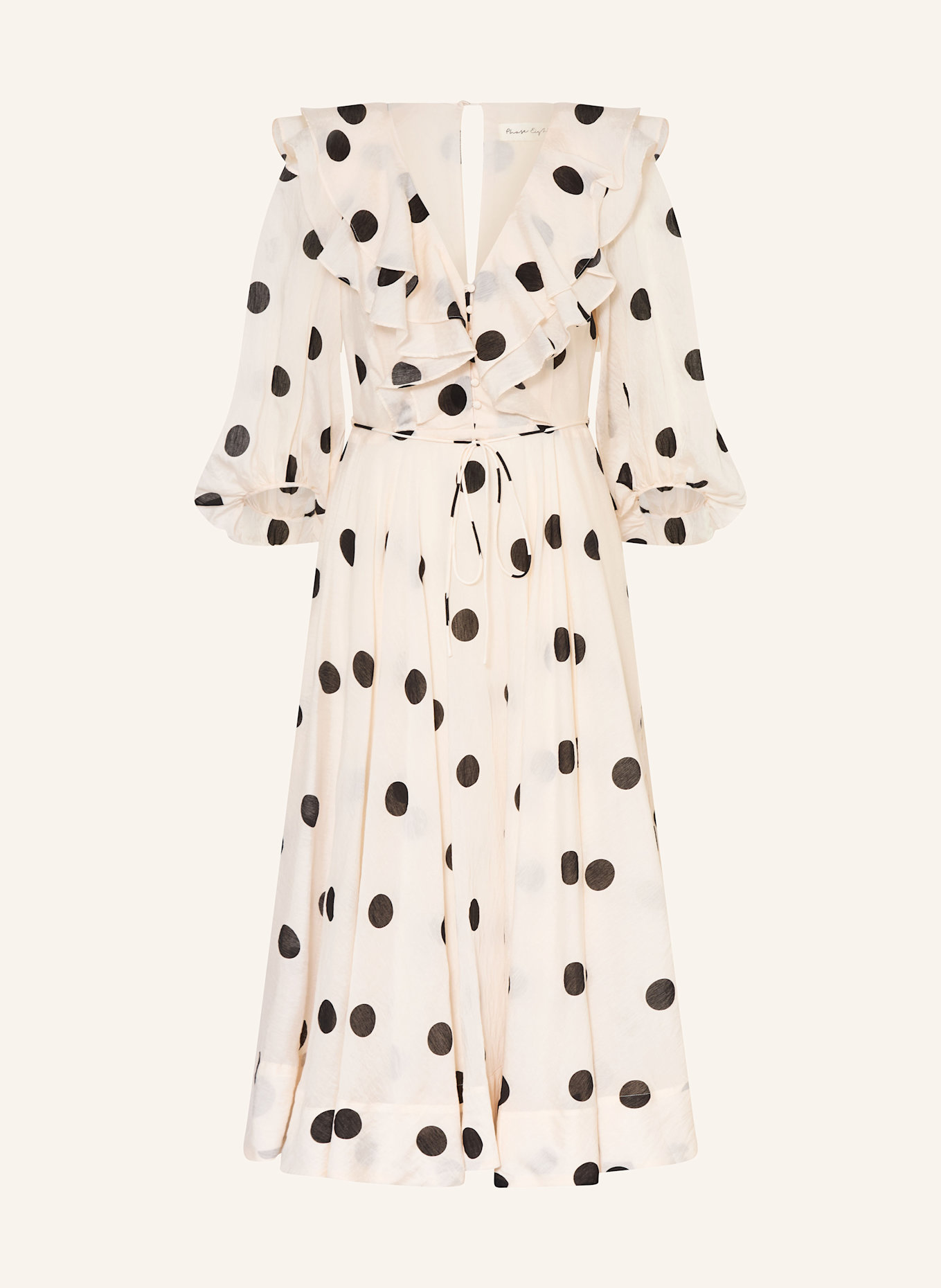 Phase Eight Kleid JAQLYN mit 3/4-Arm und Volants: CREME / SCHWARZ