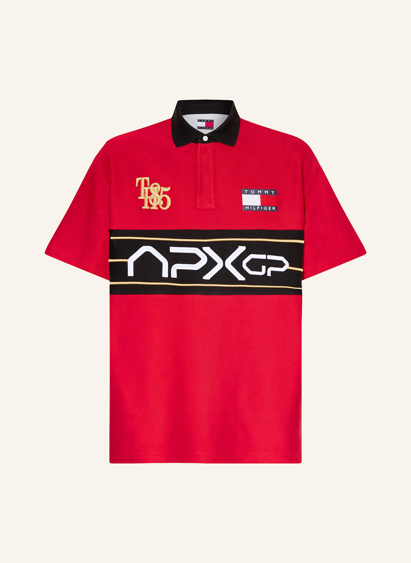 TOMMY HILFIGER Poloshirt: ROT/ SCHWARZ/ GOLD