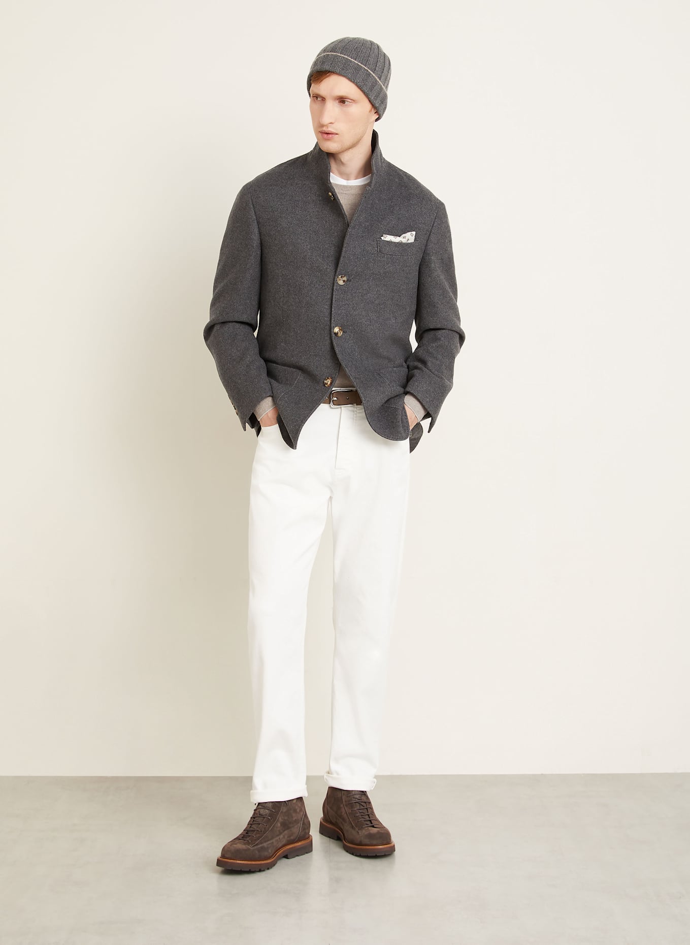 BRUNELLO CUCINELLI Cashmere-Sakko Regular Fit: GRAU