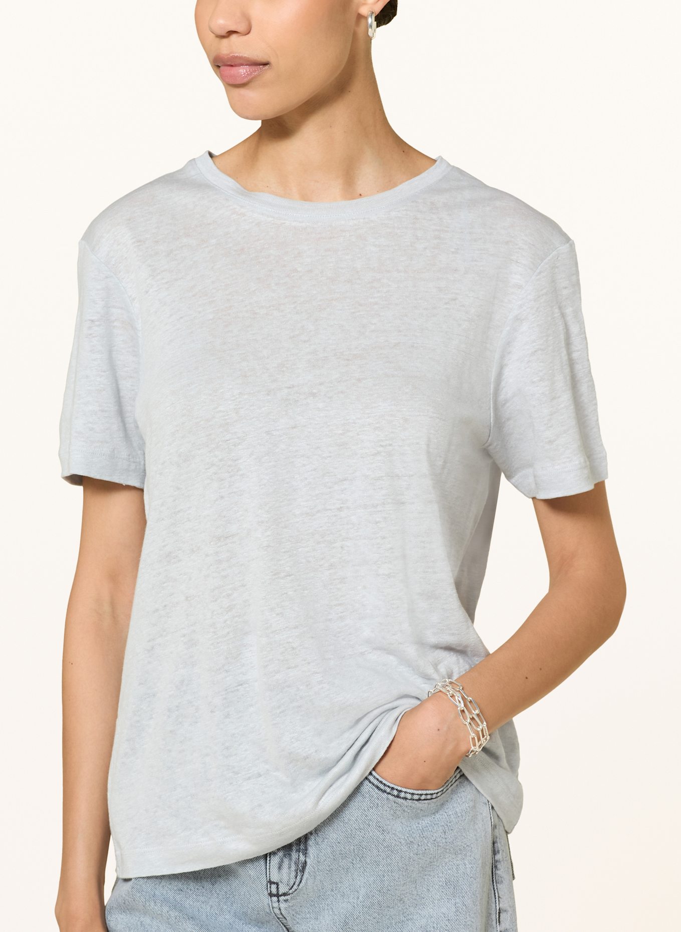 COS T-Shirt aus Leinen: HELLGRAU