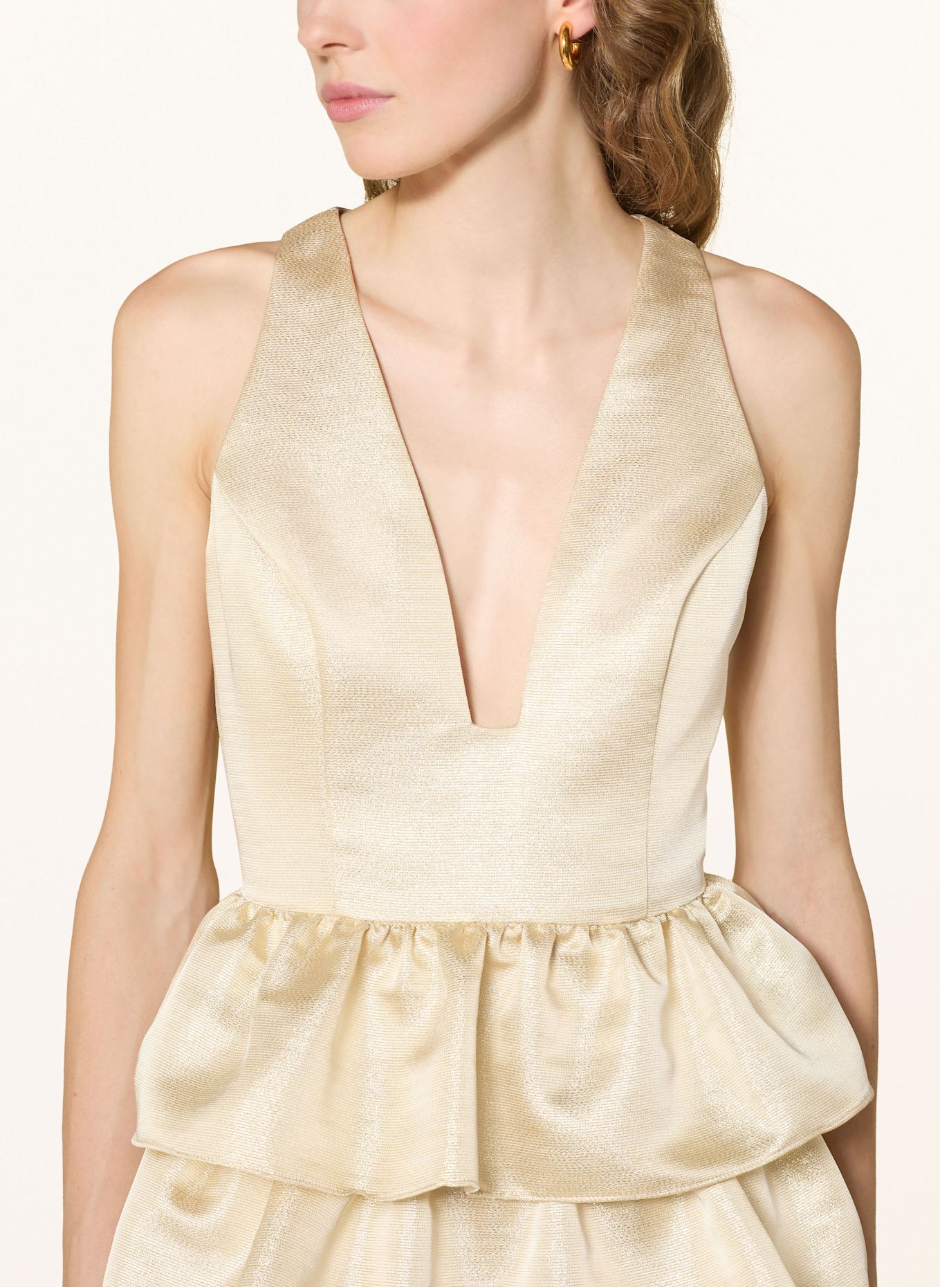 ADRIANNA PAPELL Cocktailkleid mit Glitzergarn und Rüschen: GOLD