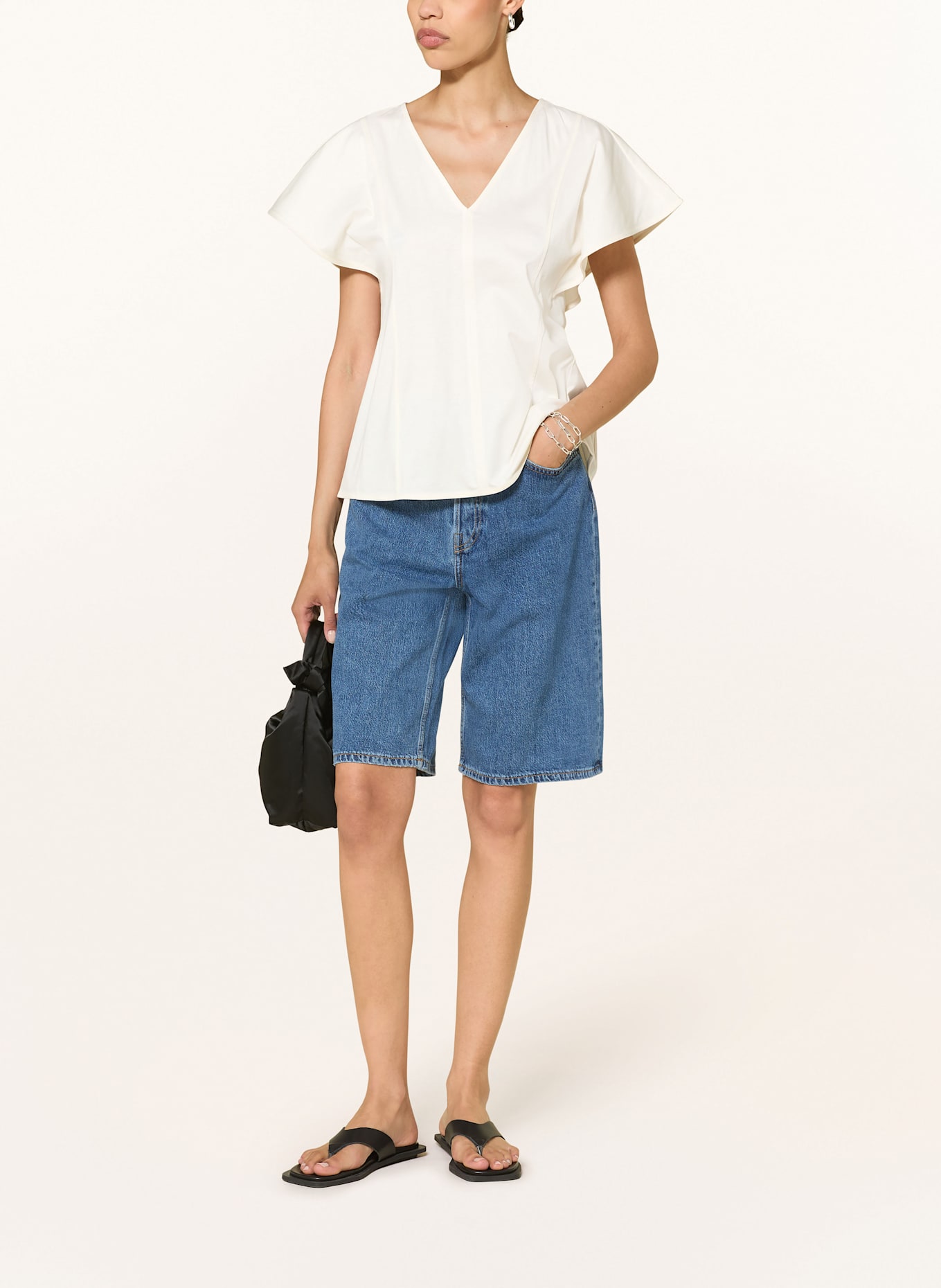 COS T-Shirt mit Volants: ECRU