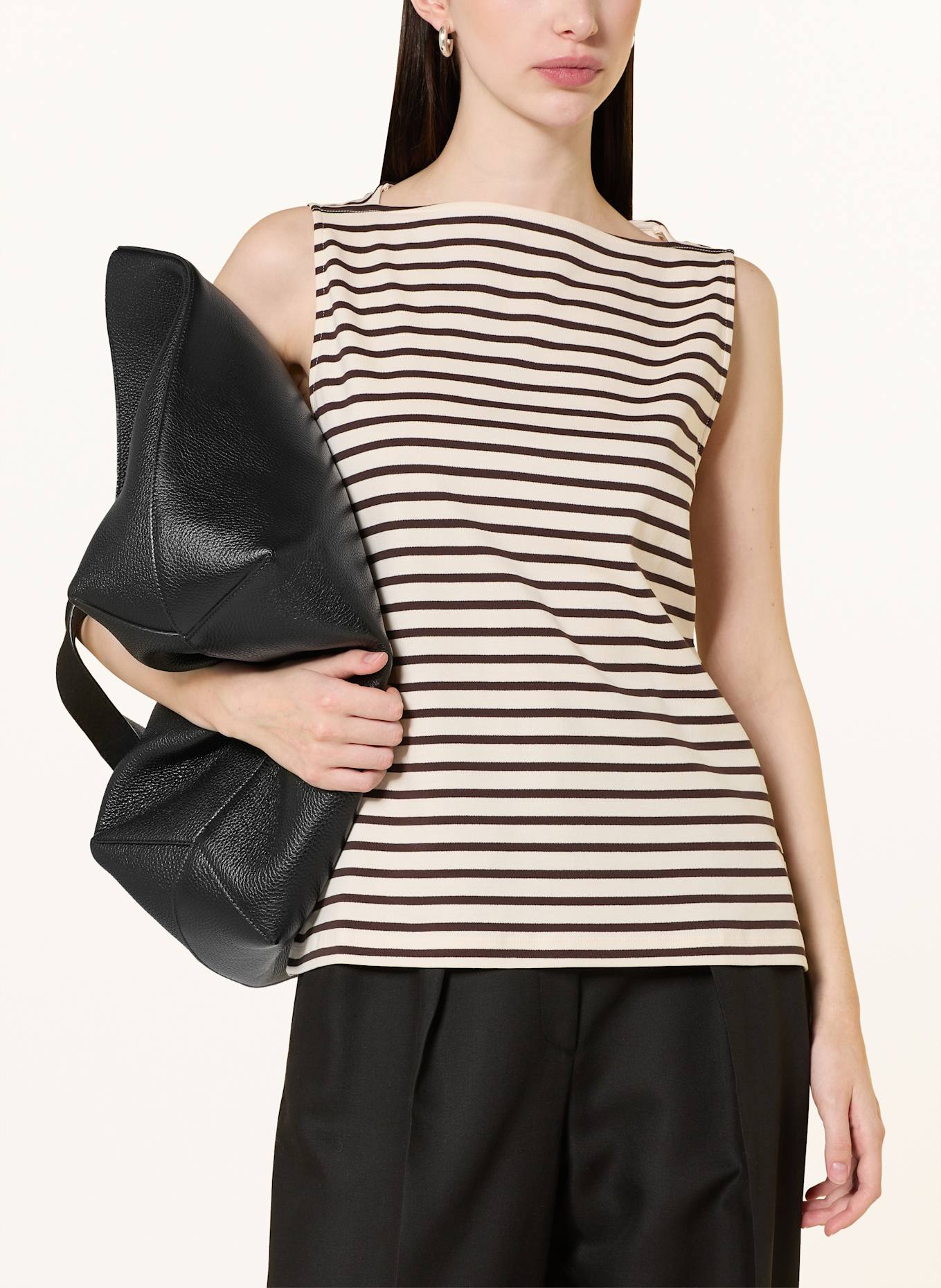 COS Jerseytop: CREME / SCHWARZ