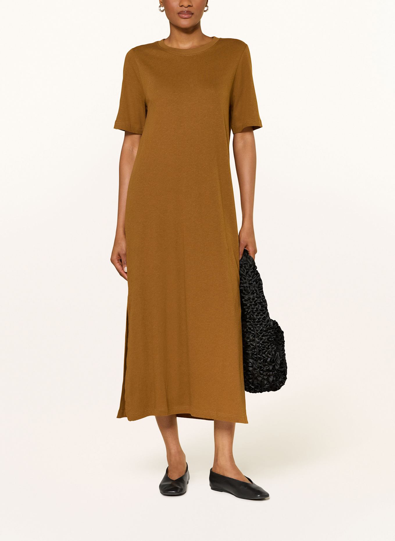 COS Kleid mit Leinen: COGNAC