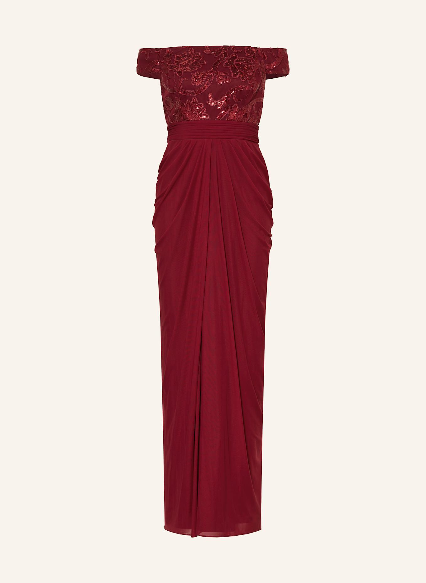 ADRIANNA PAPELL Off-Shoulder-Kleid mit Pailletten: DUNKELROT