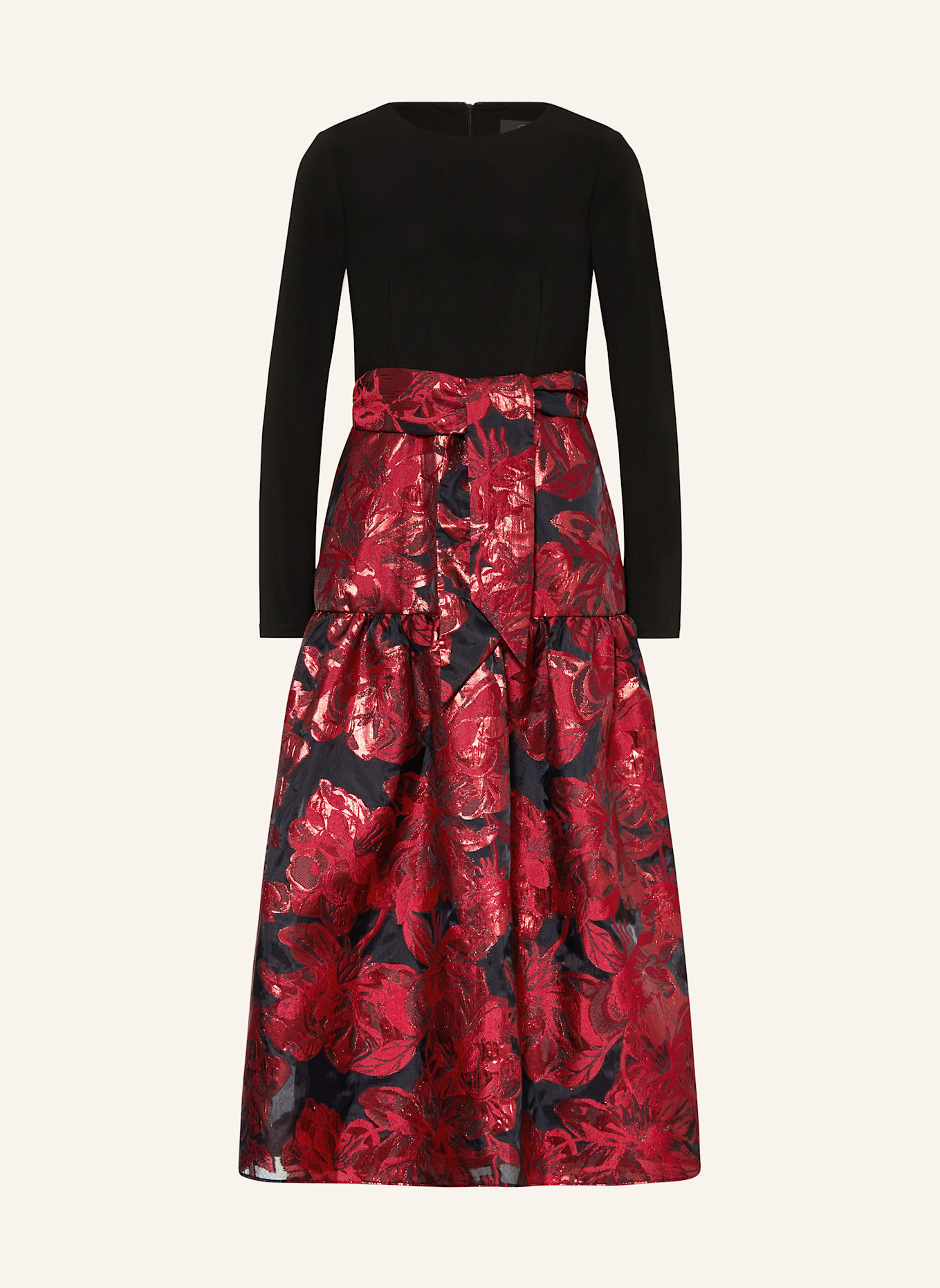 ADRIANNA PAPELL Abendkleid im Materialmix: SCHWARZ / ROT