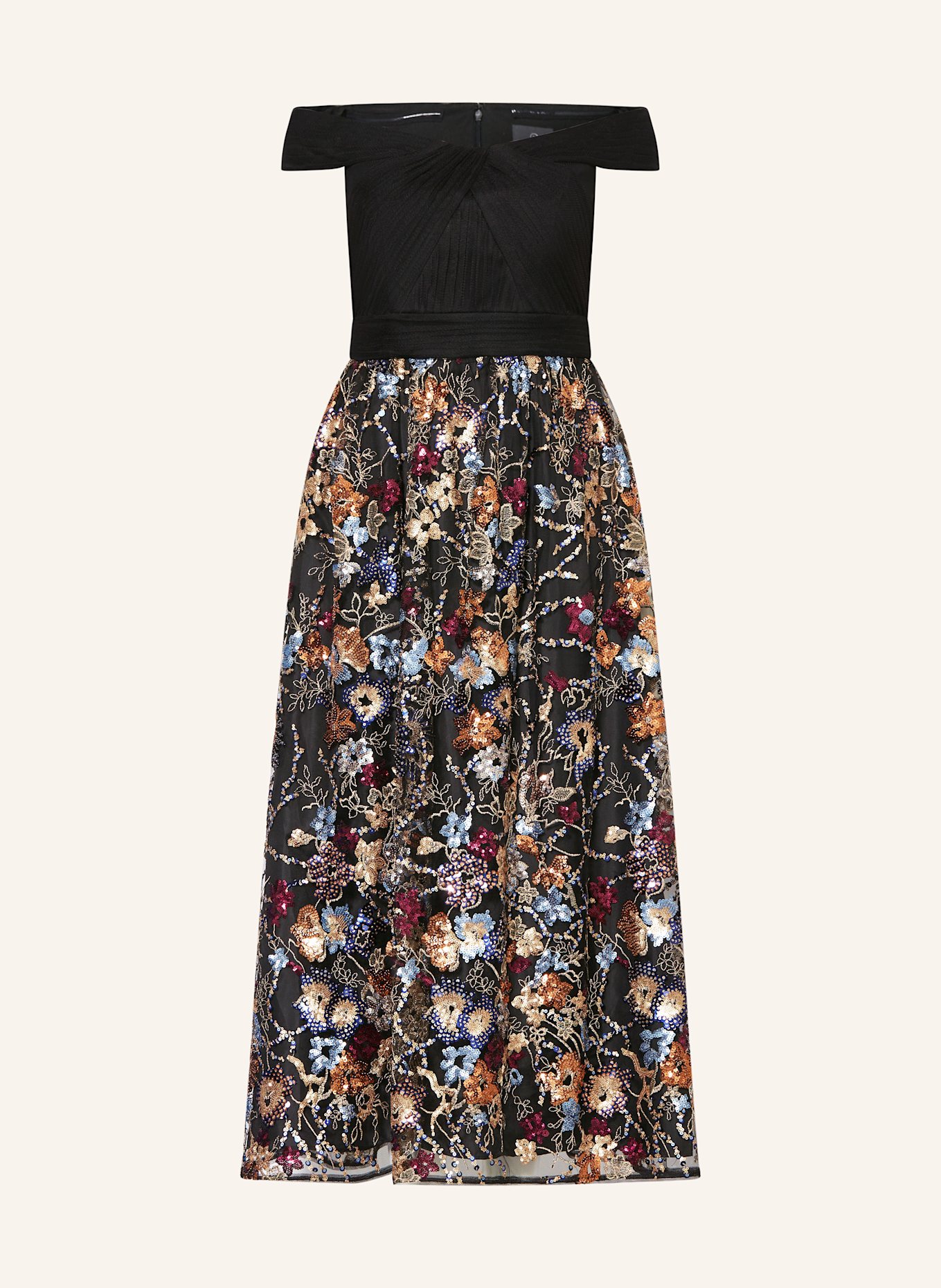 ADRIANNA PAPELL Off-Shoulder-Abendkleid mit Pailletten: SCHWARZ