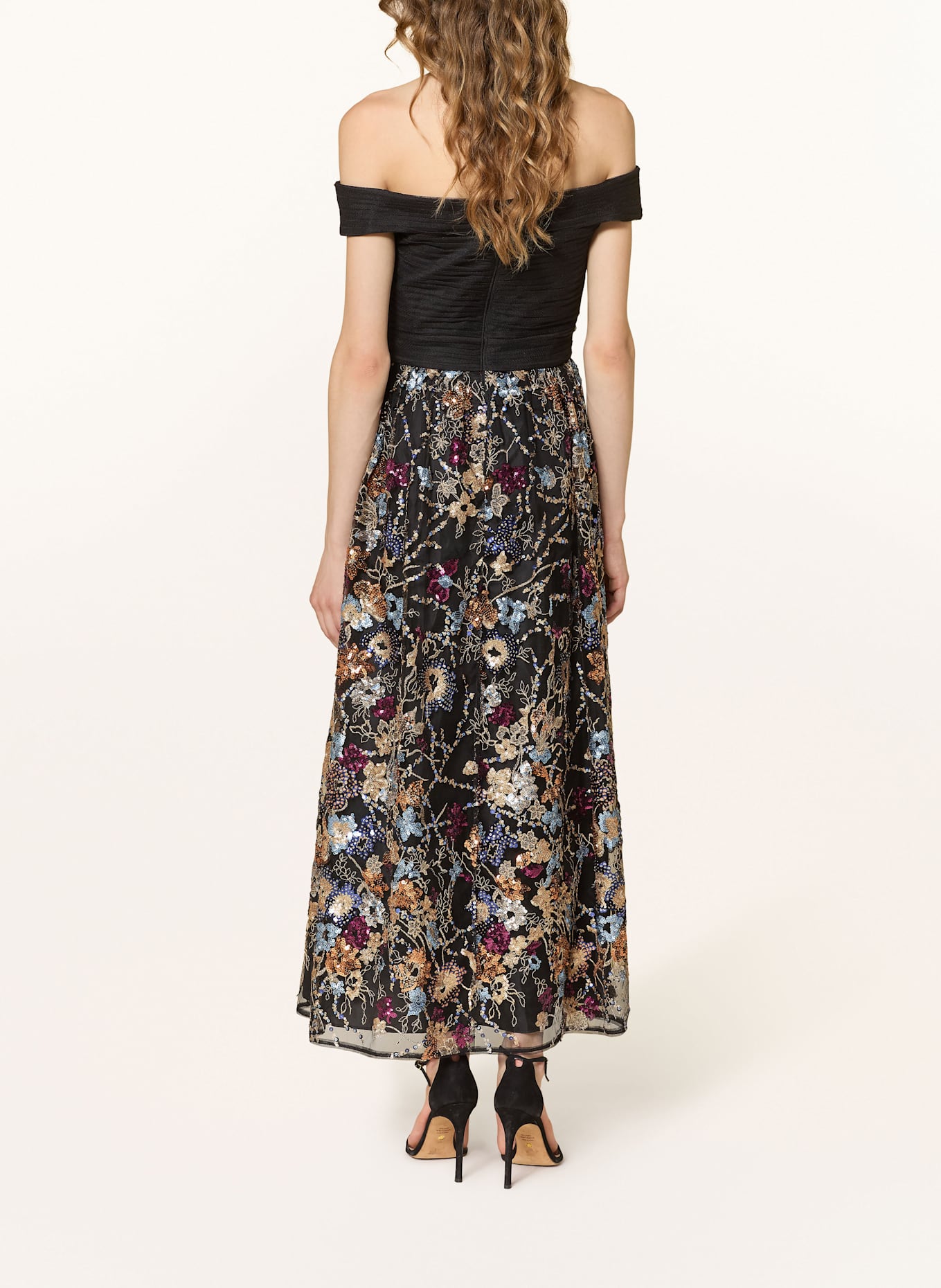 ADRIANNA PAPELL Off-Shoulder-Abendkleid mit Pailletten: SCHWARZ