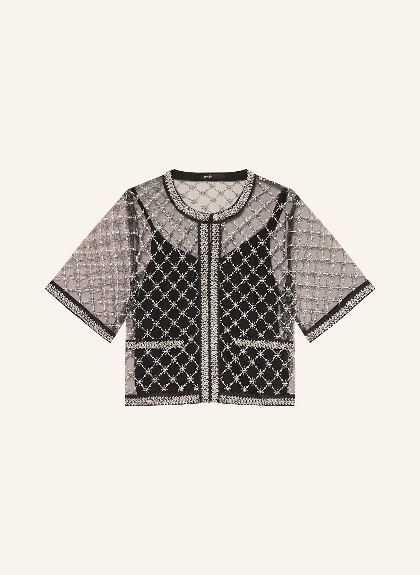 maje Blusenshirt mit Schmucksteinen: SCHWARZ