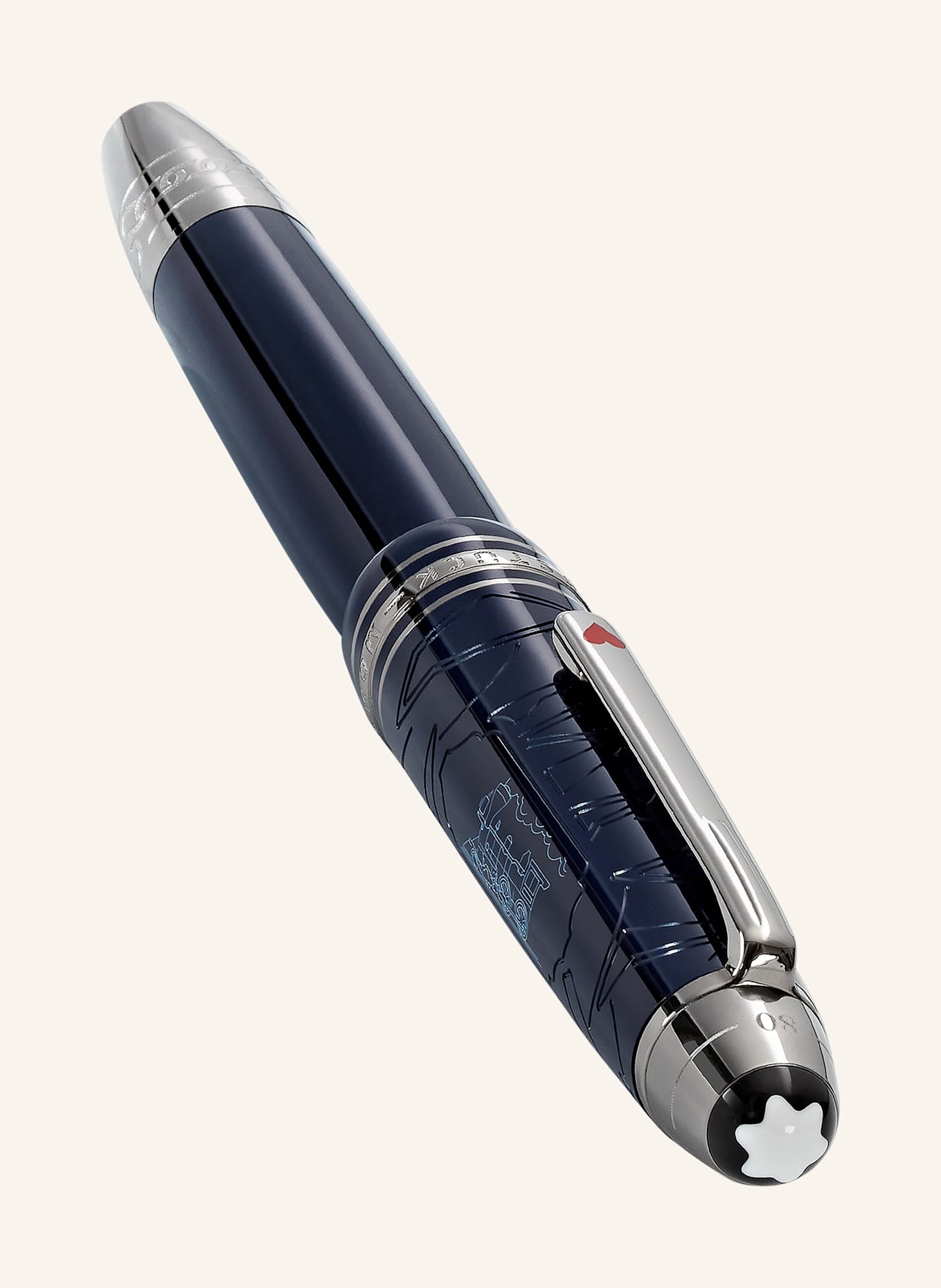 MONTBLANC Rollerball MEISTERSTÜCK CLASSIQUE AROUND THE WORLD IN 80 DAYS: DUNKELBLAU / SILBER