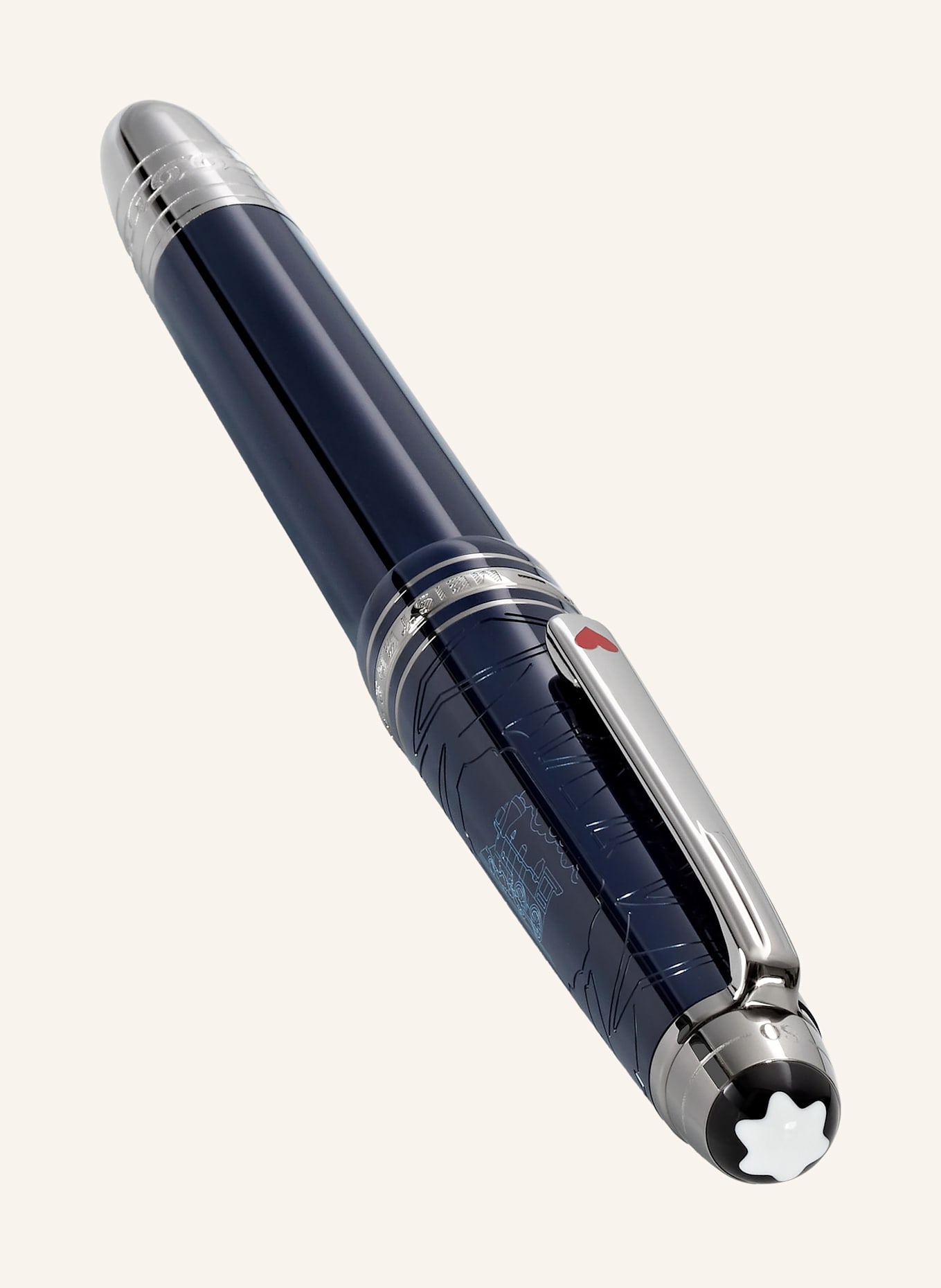 MONTBLANC Rollerball MEISTERSTÜCK CLASSIQUE AROUND THE WORLD IN 80 DAYS: DUNKELBLAU / SILBER