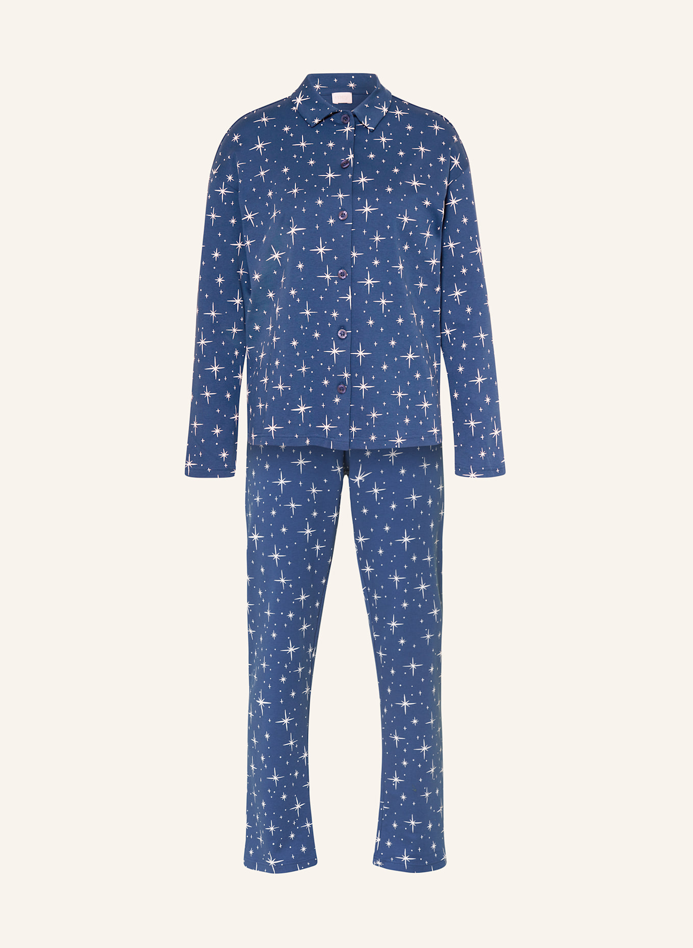 mey Schlafanzug Serie POLAR SKY: DUNKELBLAU / WEISS