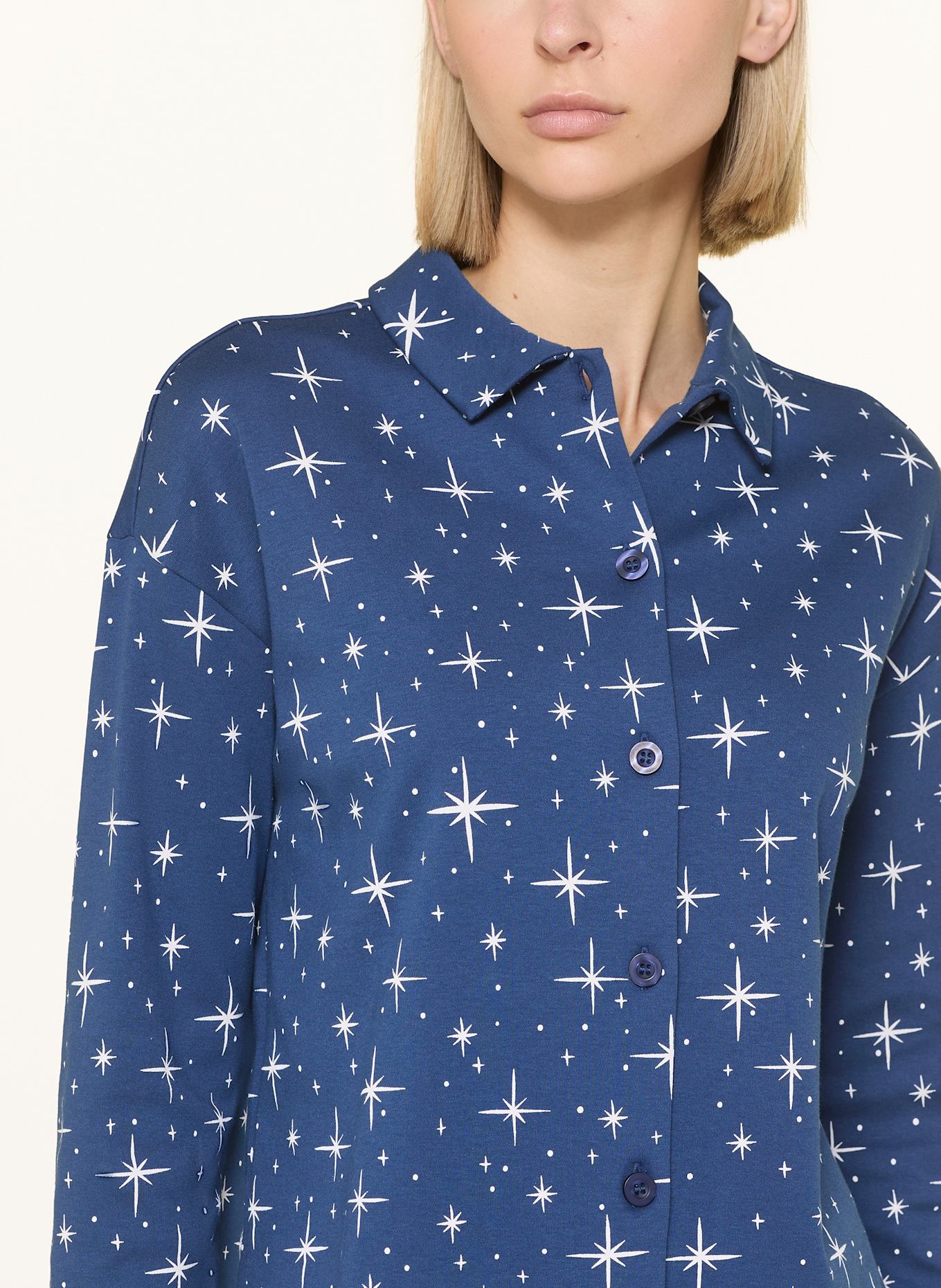 mey Schlafanzug Serie POLAR SKY: DUNKELBLAU / WEISS