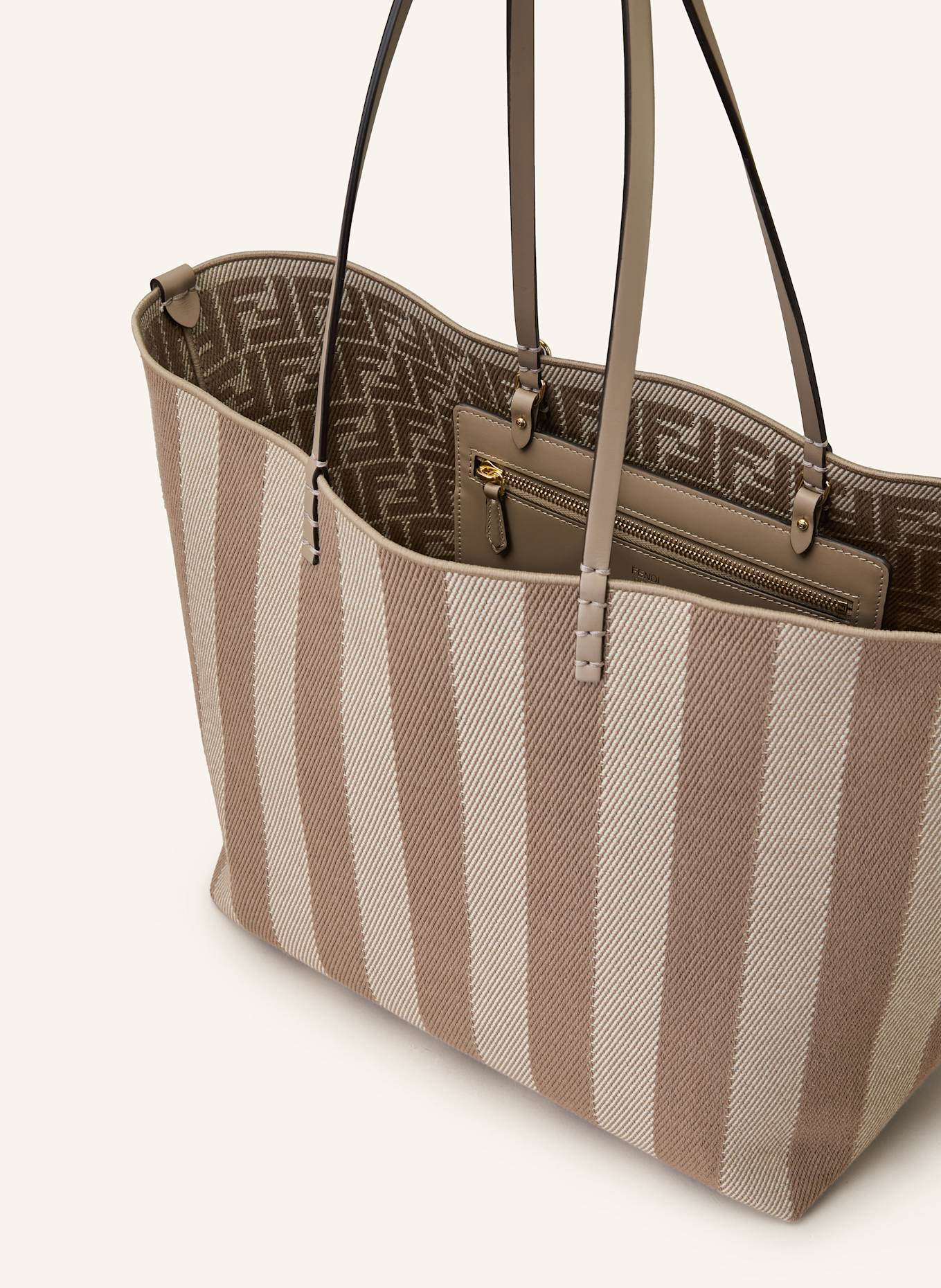 FENDI Shopper ROLL LARGE zum Wenden: BEIGE/ BRAUN