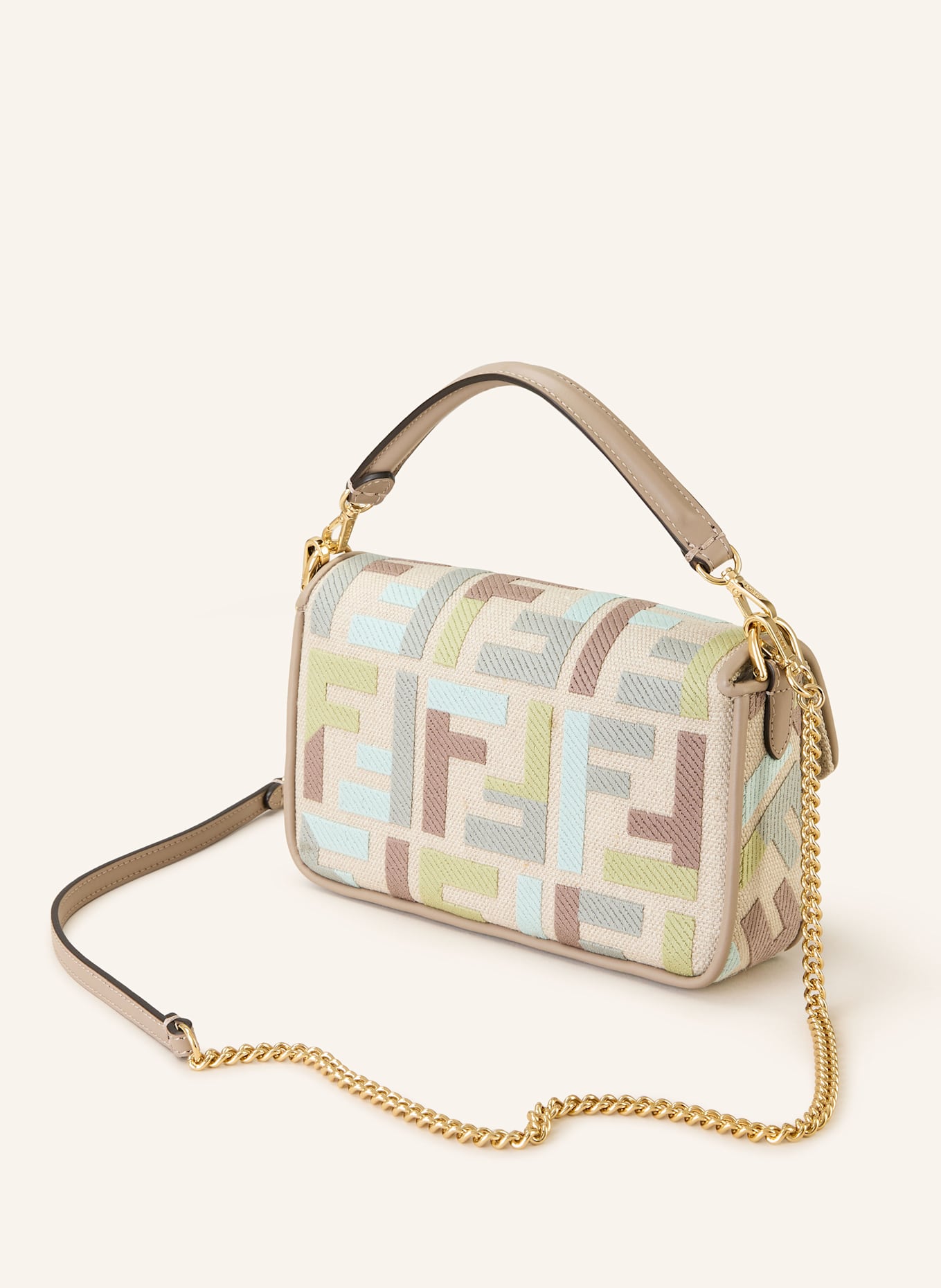 FENDI Handtasche BAGUETTE MINI: HELLGRÜN/ TAUPE/ BEIGE