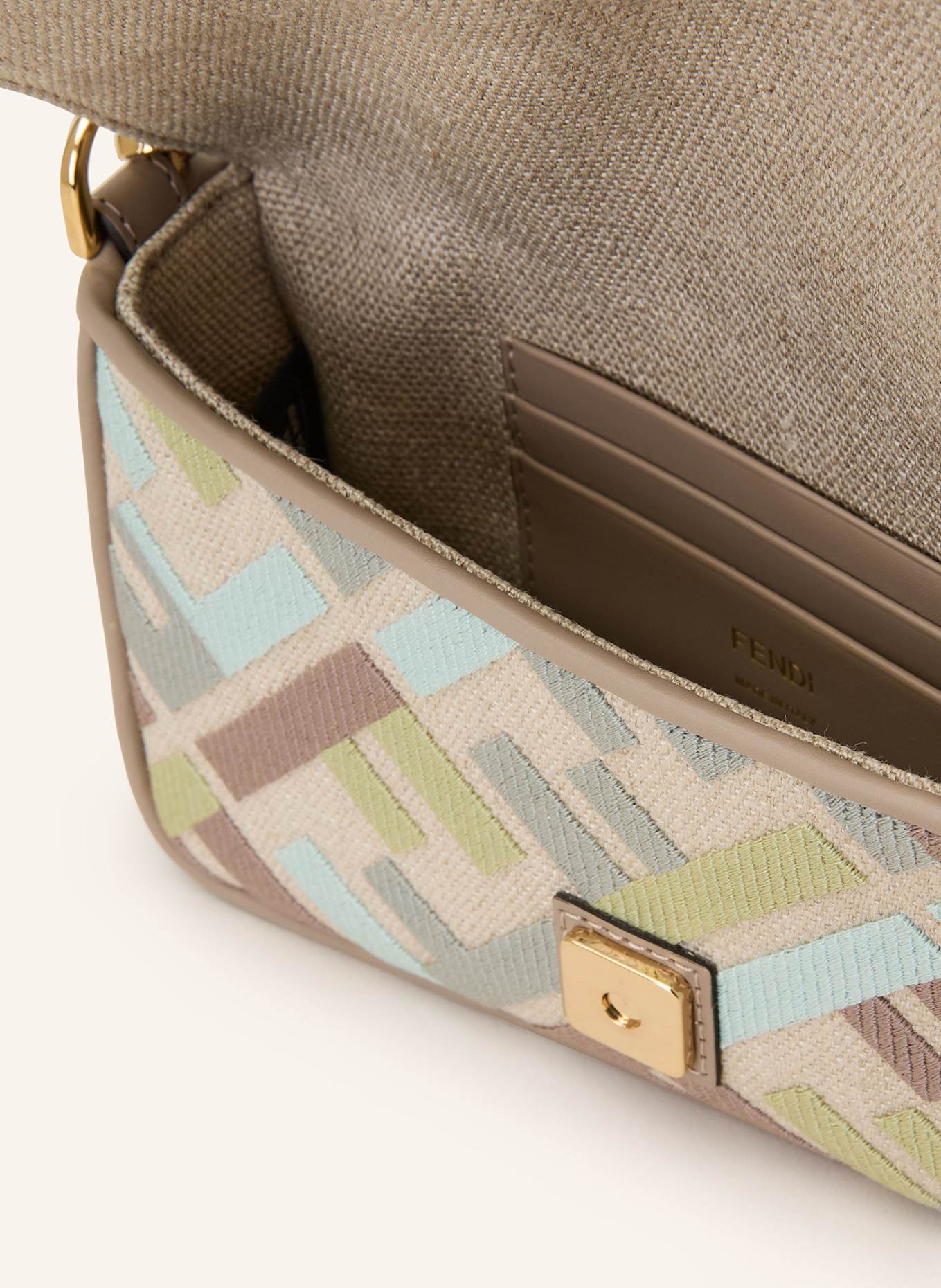 FENDI Handtasche BAGUETTE MINI: HELLGRÜN/ TAUPE/ BEIGE