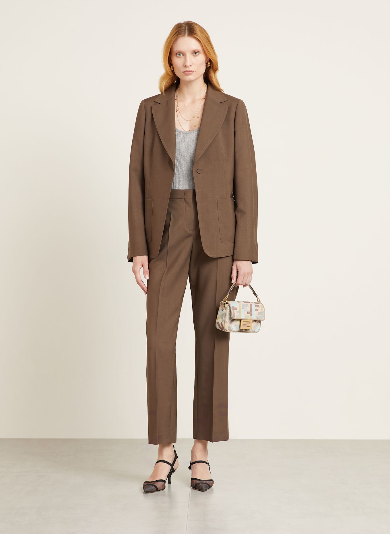 FENDI Handtasche BAGUETTE MINI: HELLGRÜN/ TAUPE/ BEIGE