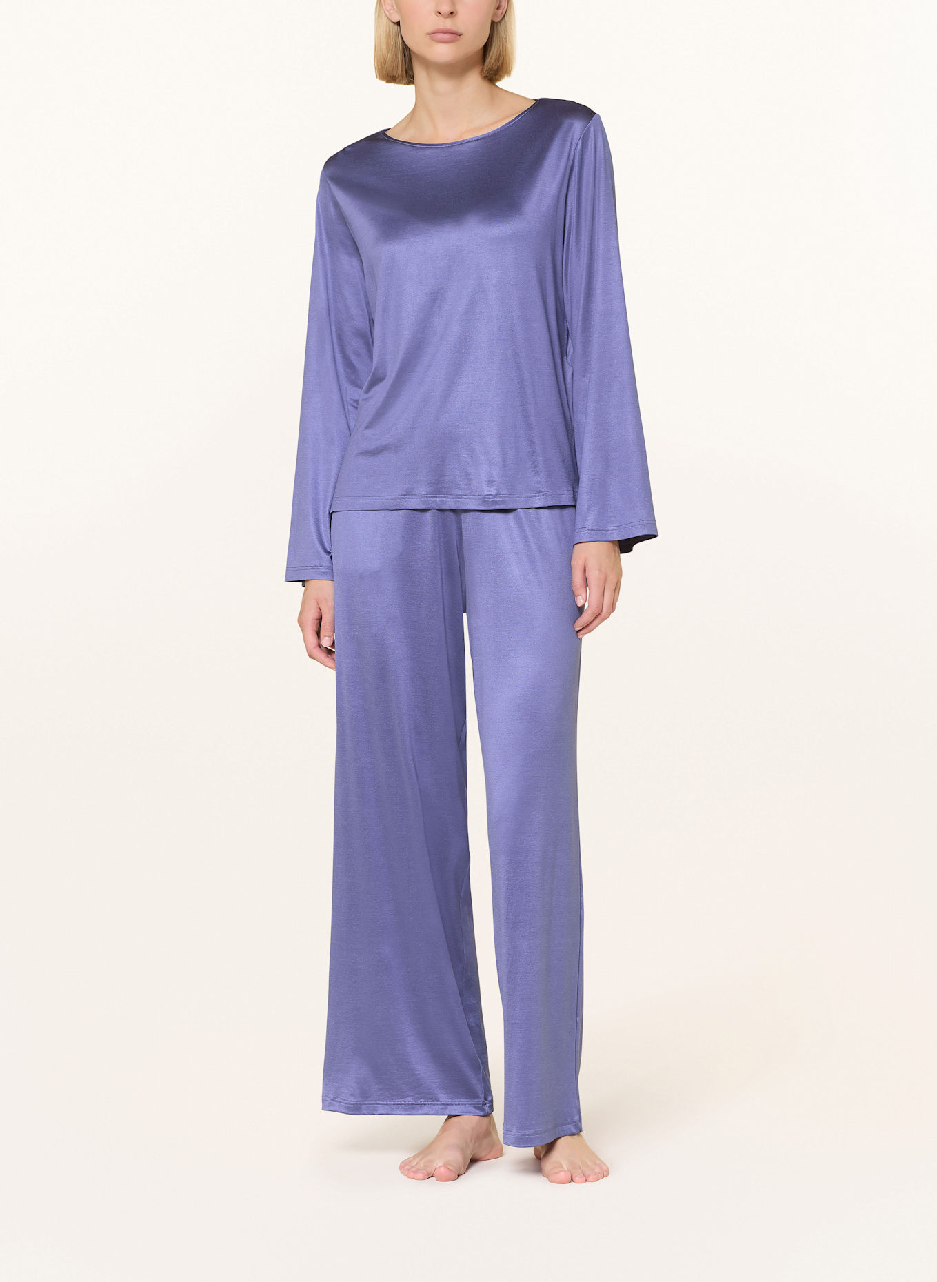 mey Schlafhose Serie PURE SHINE aus Satin: DUNKELBLAU