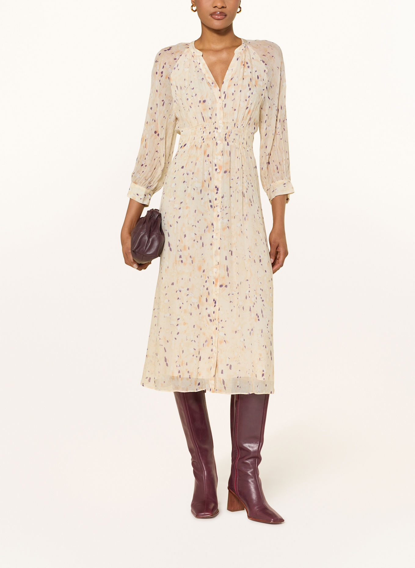 ba&sh Kleid KARLA: BEIGE / DUNKELLILA