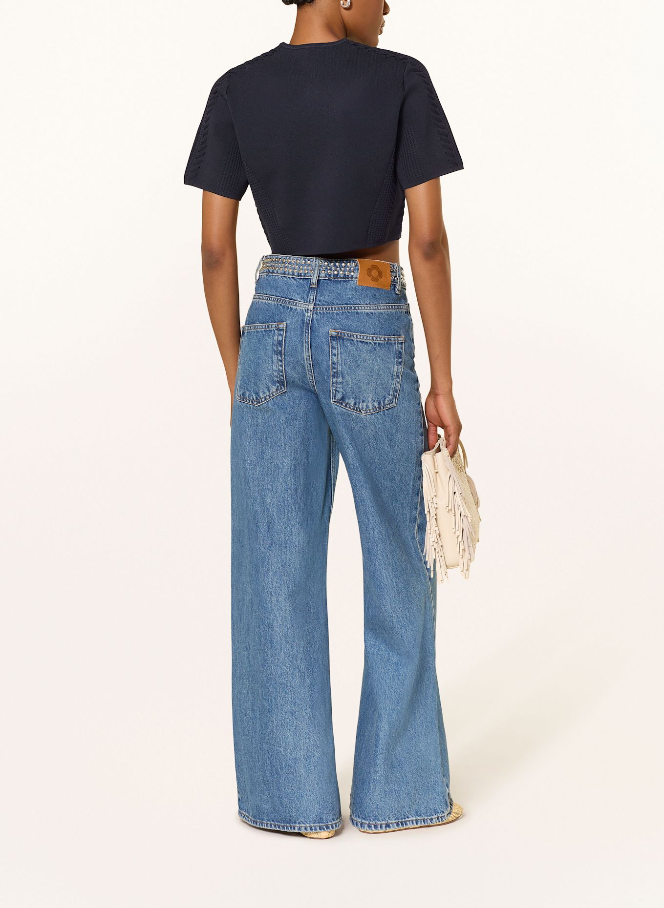 maje Cropped-Strickjacke: DUNKELBLAU