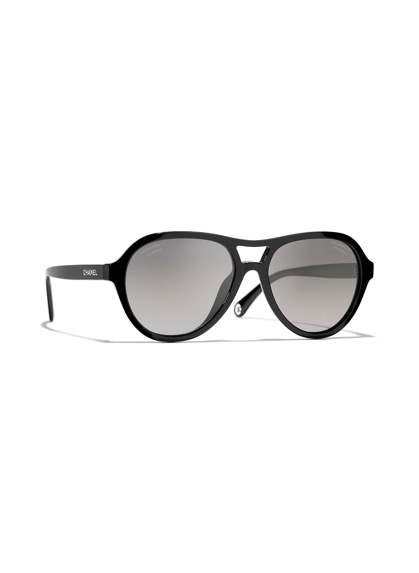 CHANEL Runde Sonnenbrille: C501M3 - SCHWARZ/ GRAU POLARISIERT